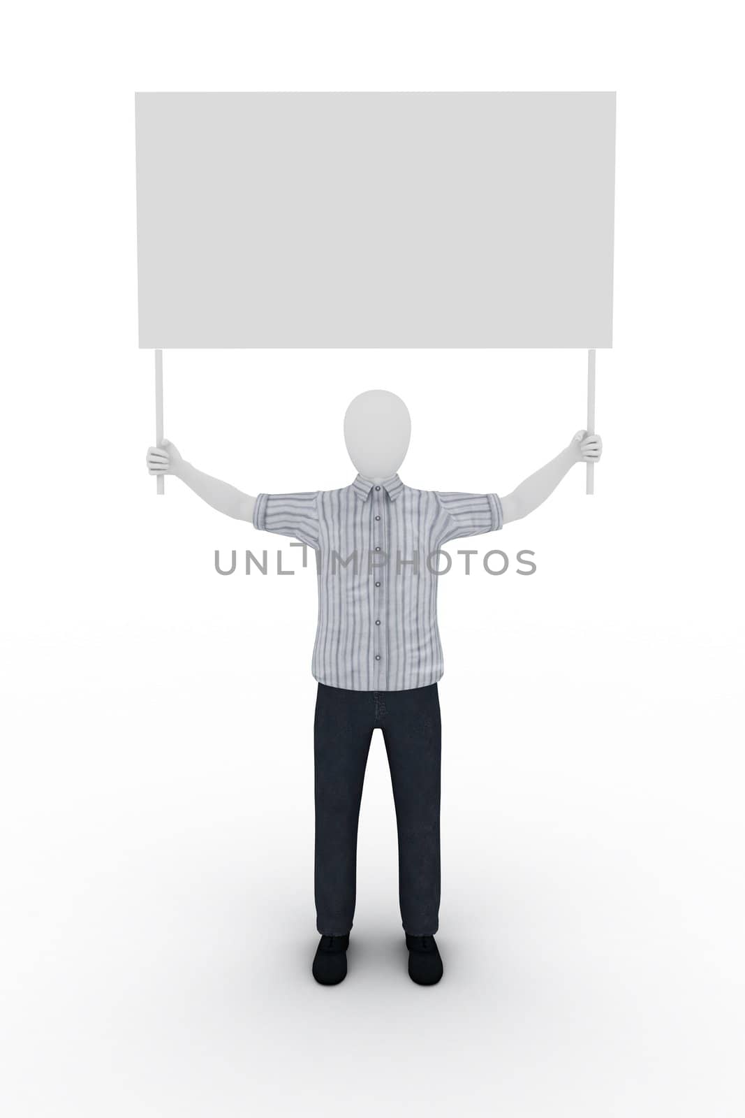 3d human model holding a billboard