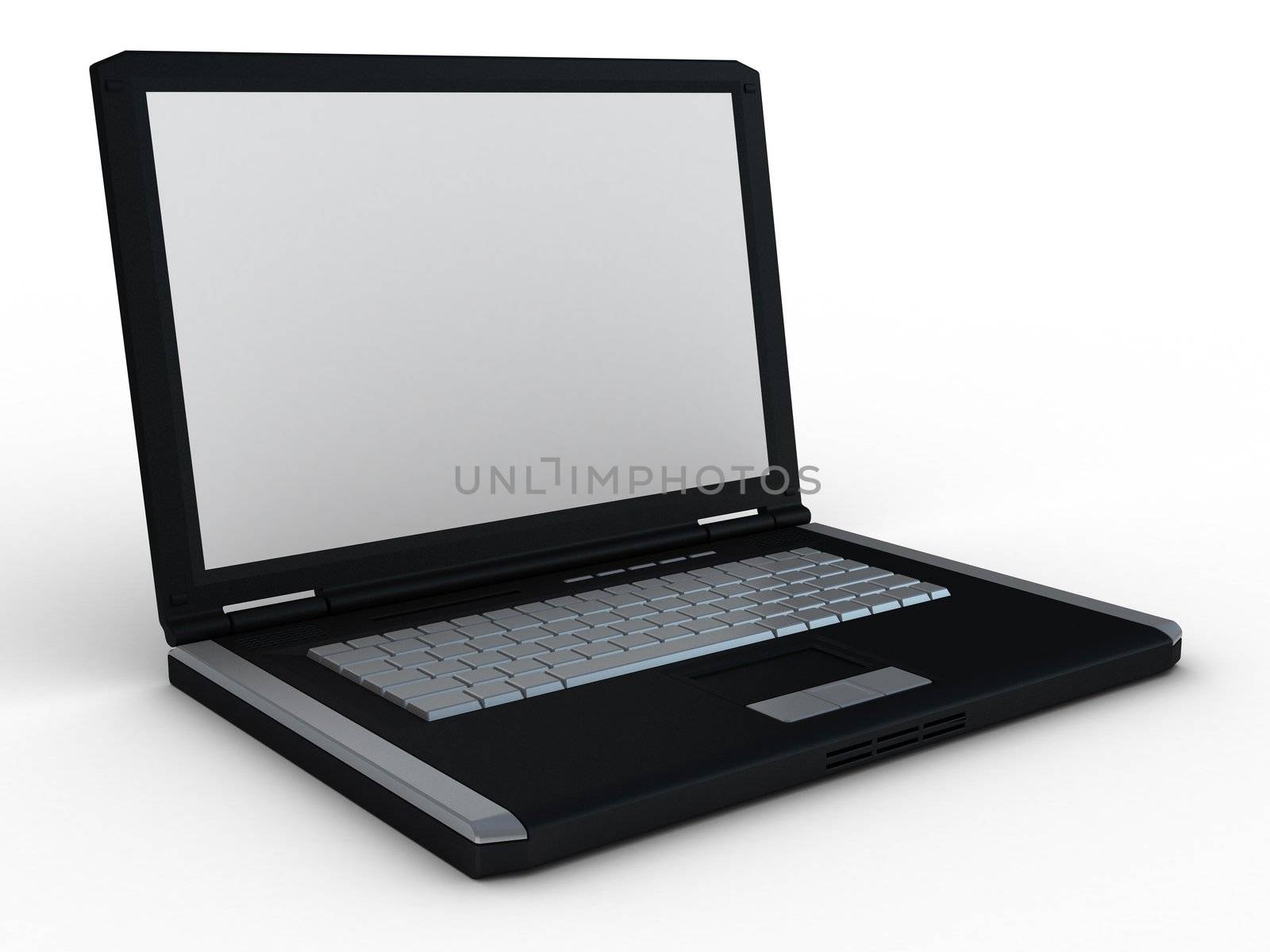 3d laptopr rendered on white background