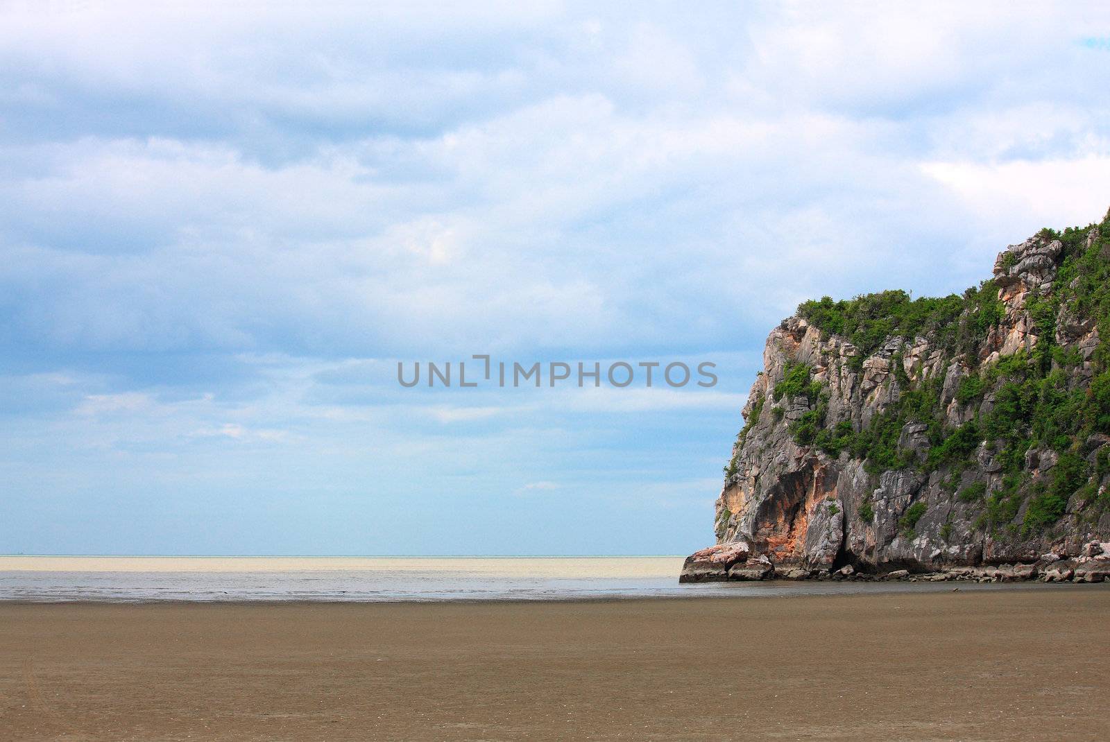 Landscape scene,Beach,Mountain, cloud and Sky on daylight