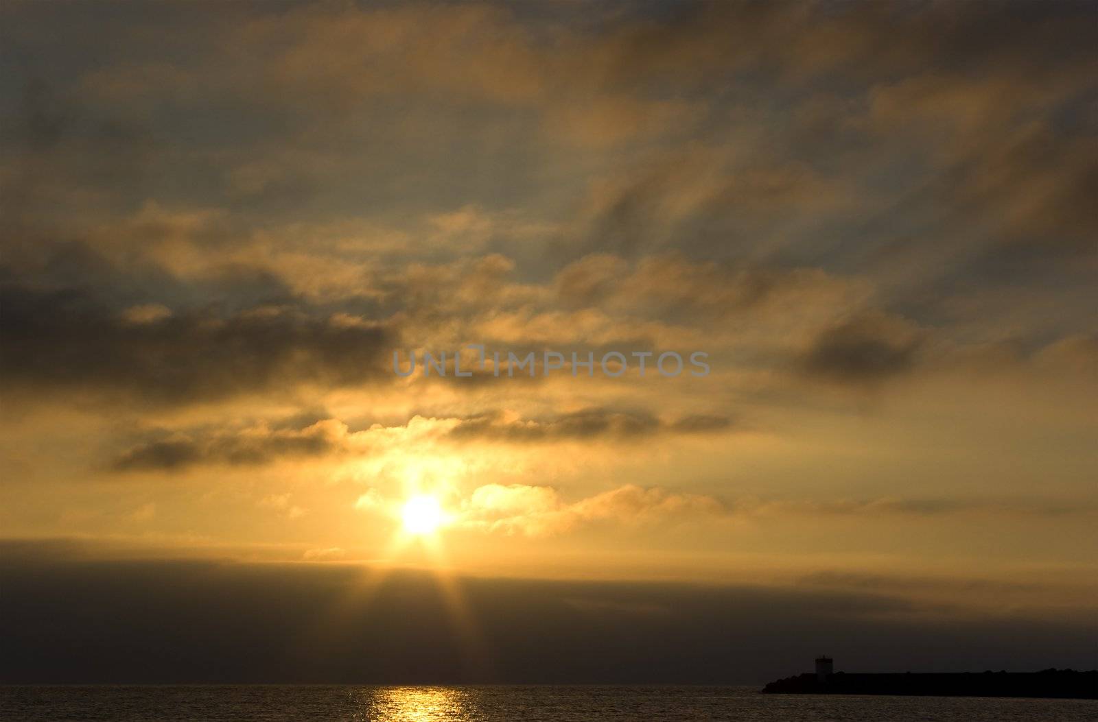 Sunset on the french coast of atlantic ocean