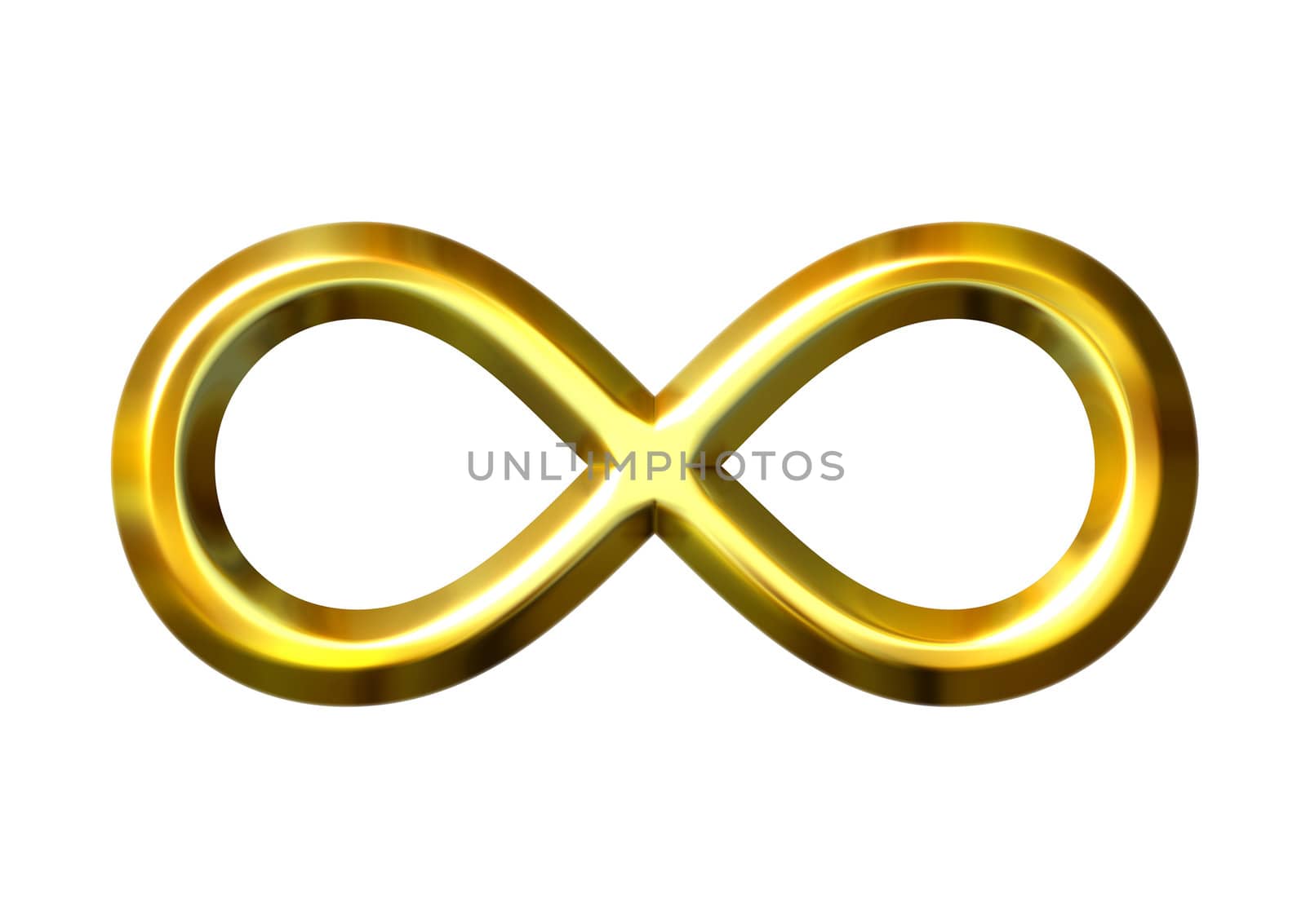 3d golden infinity symbol isolated in white