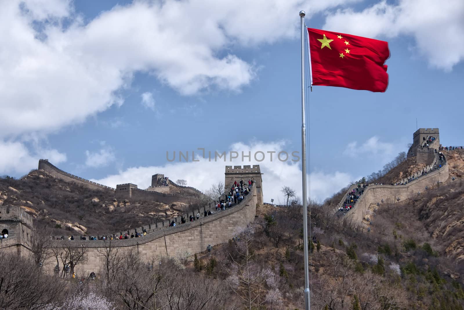 Great Wall: flag over the wall. by Claudine
