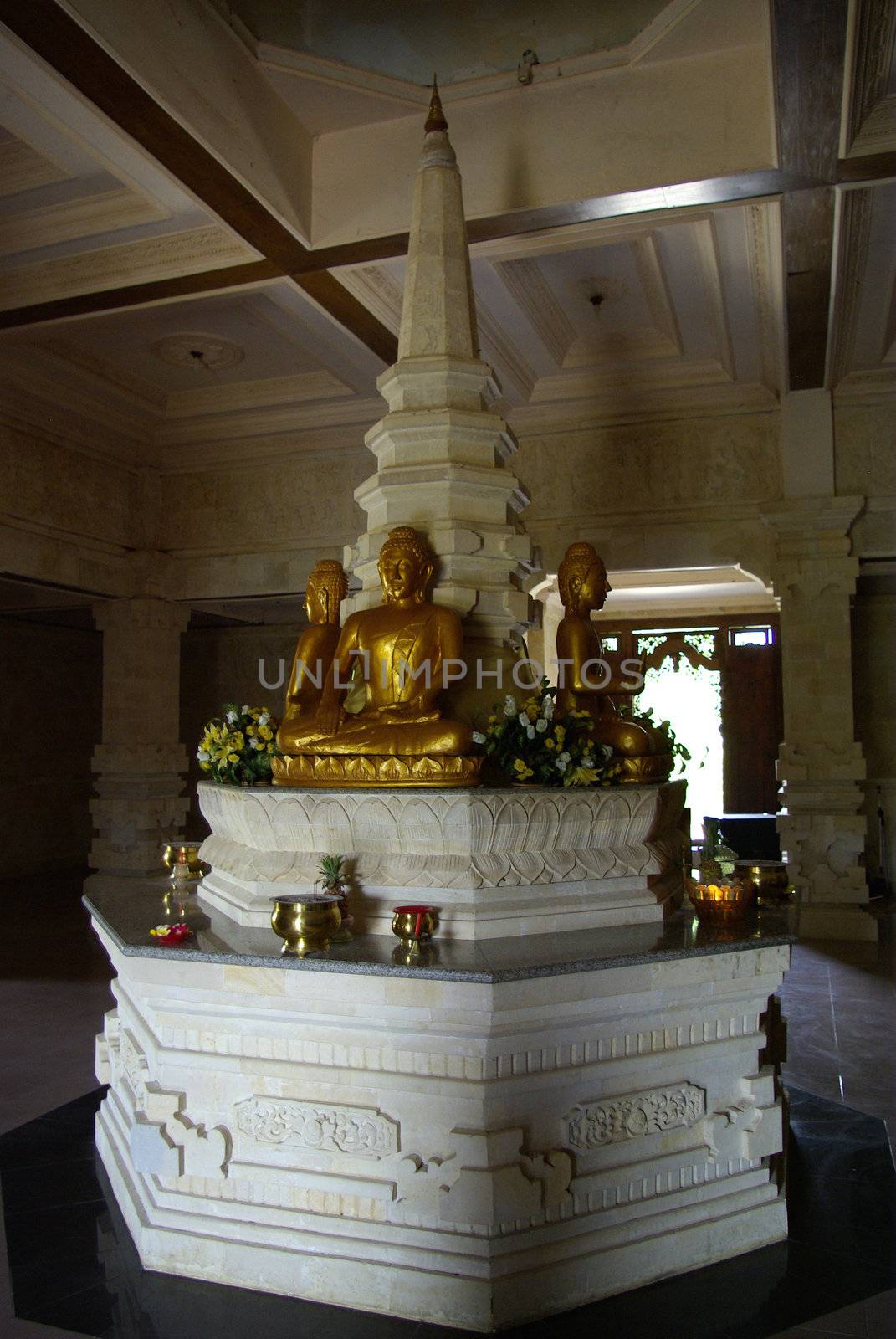 Interior of the Buddhist temple "Brahma Vihara Arama" on the island of Bali
