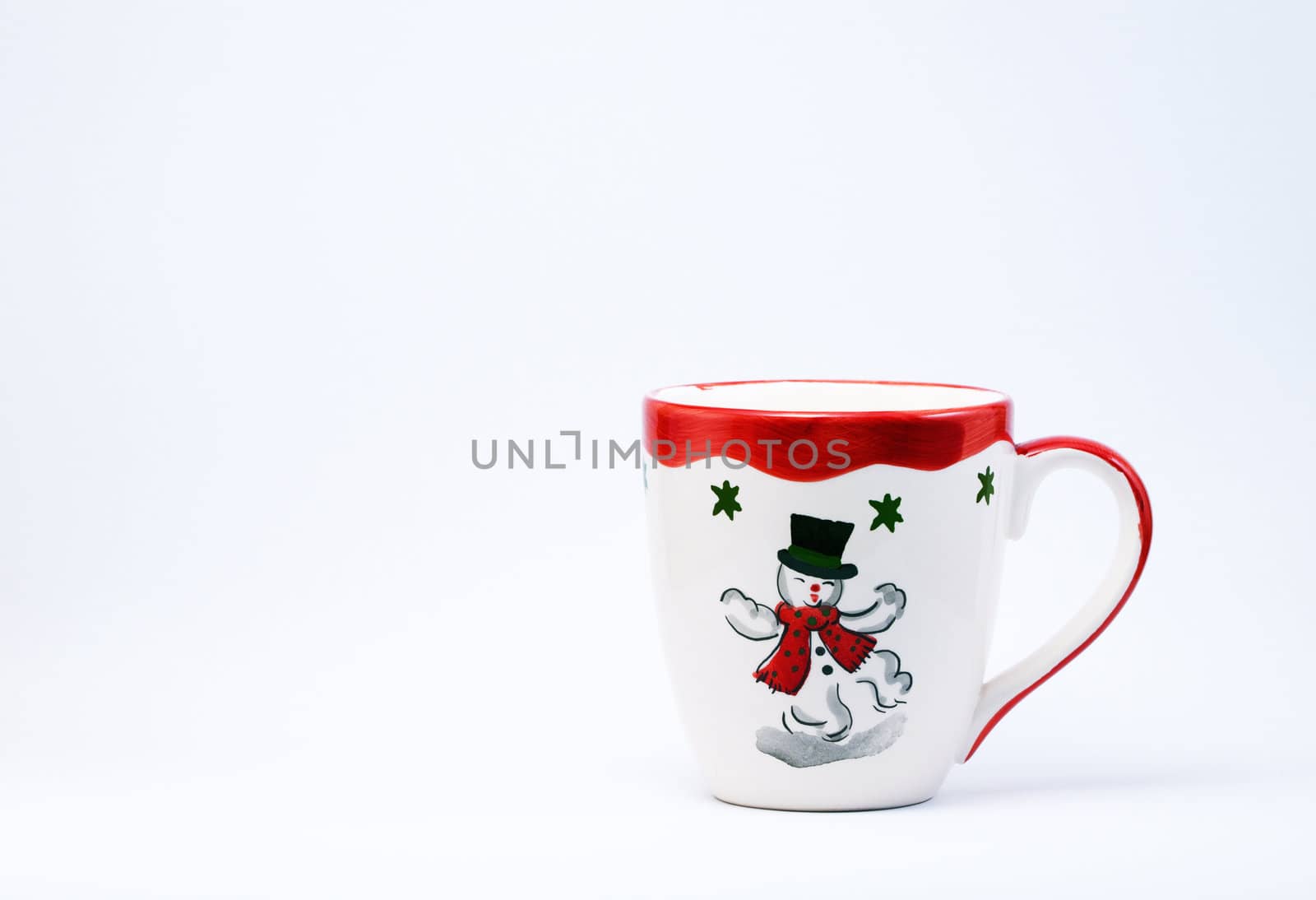 Christmas Mug with a Snowman on a white background.