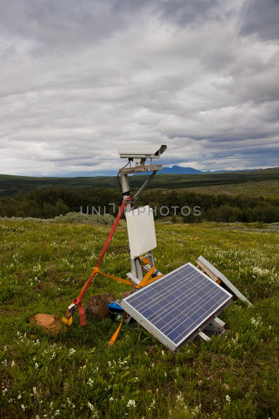 Security camera with solar in nature - Iceland