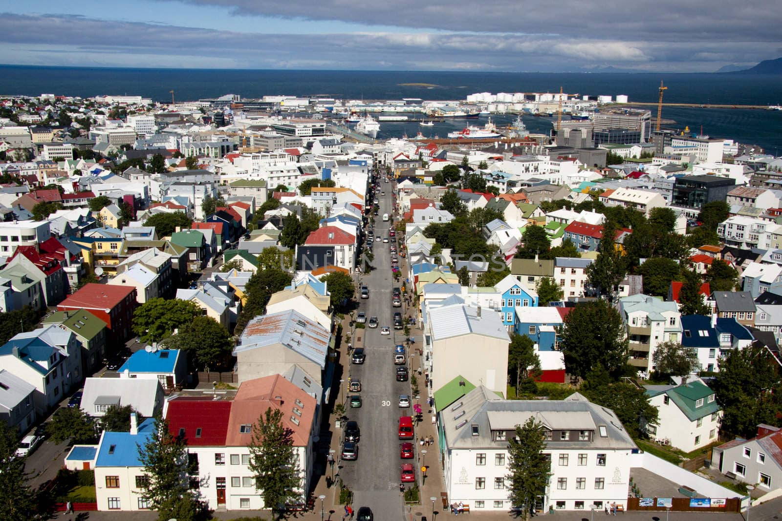 Aerial view from Hallgrimskirkja church - Iceland by parys