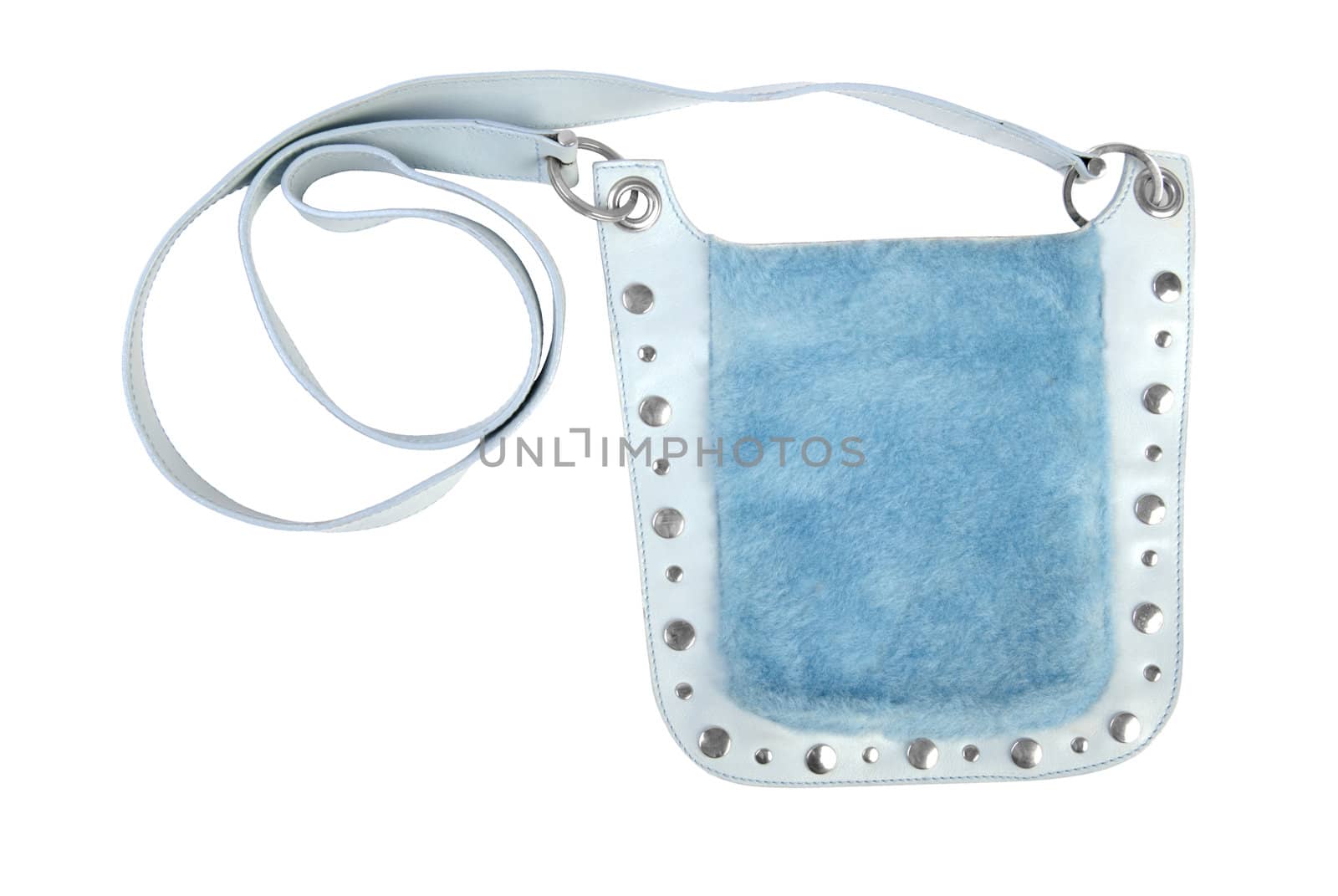 Small blue bag for the teenager girl. Isoalted on white background