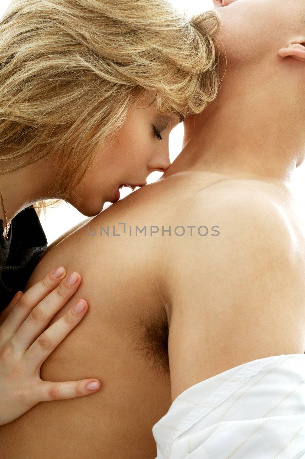 intimate color image of sensual couple foreplay