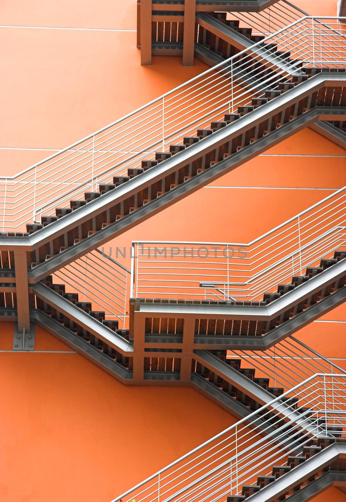 Abstract view of a European modern building with stairs 