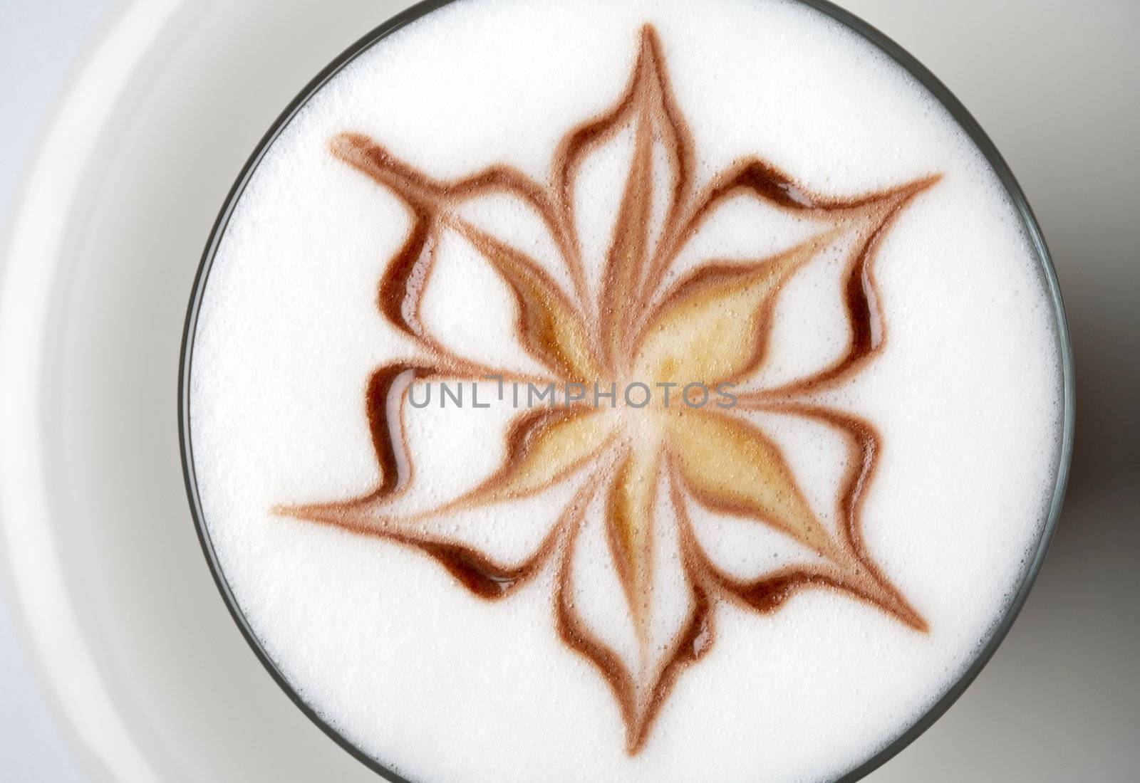 closeup shot of barista latte coffee glass