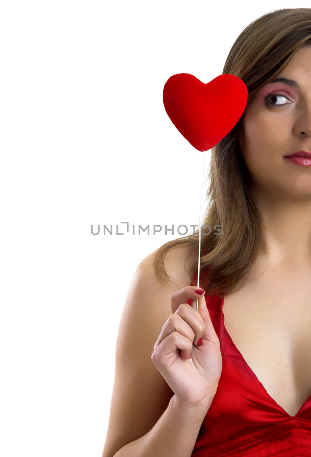 Valentine related pictures with a beautiful woman with a heart on the hands