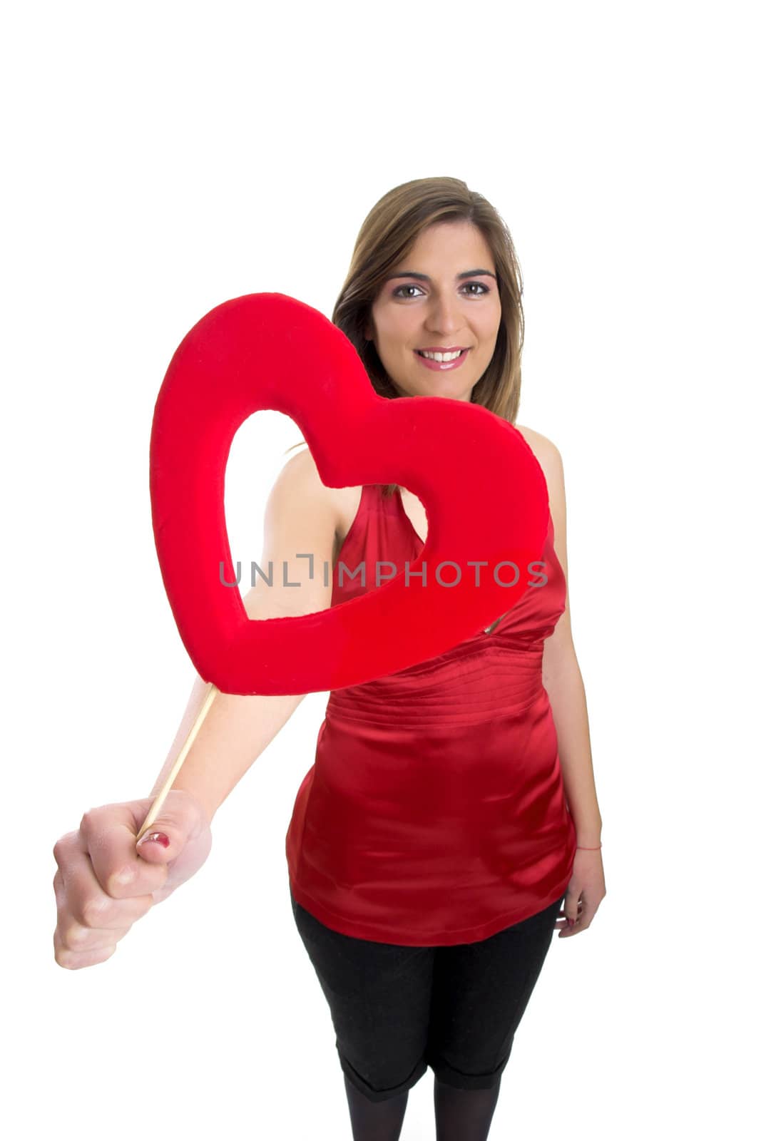 Valentine woman with a heart on the hands