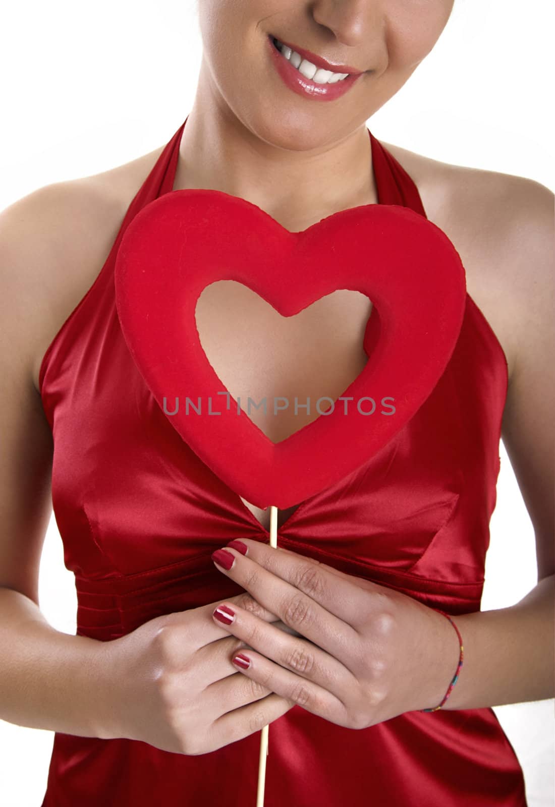 Valentine woman with a heart on the hands