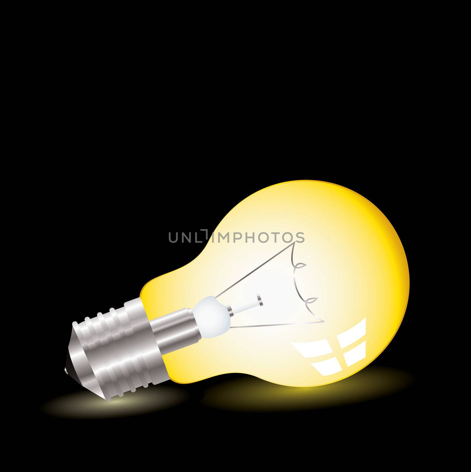 Illustrated light bulb on with bright yellow shadow