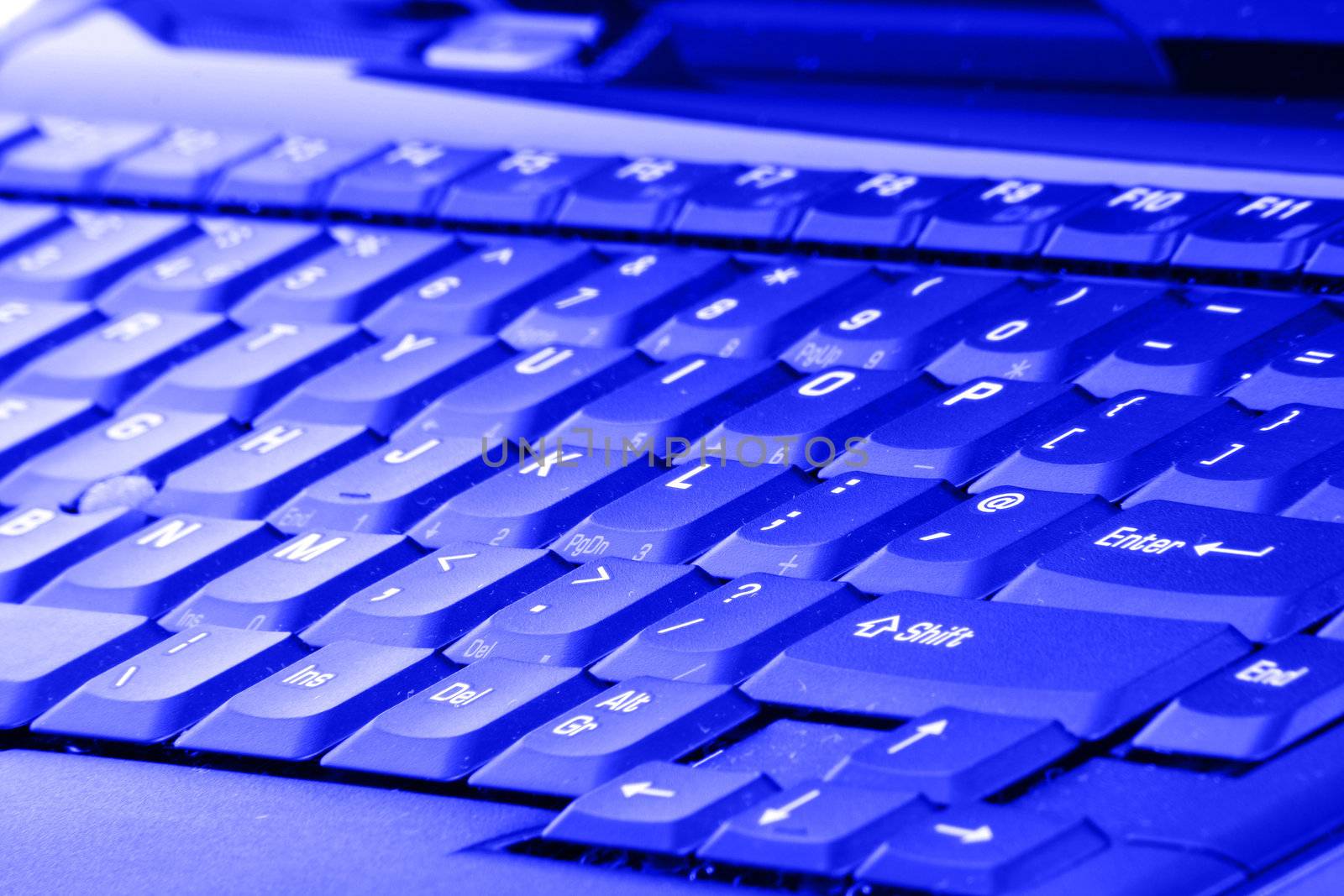 computer detail blue tone keyboard business objects