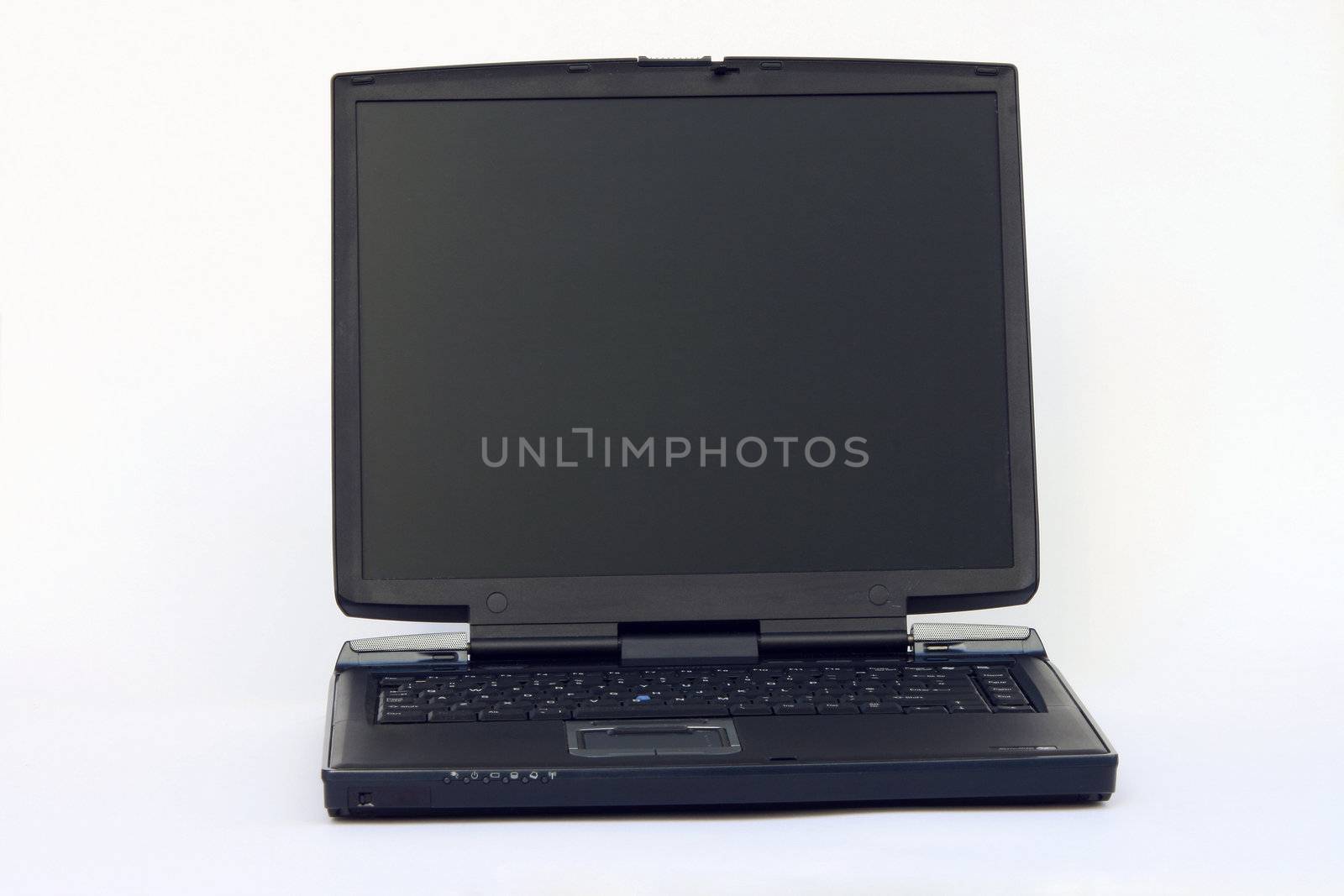 black laptop isolated on white background business and technology