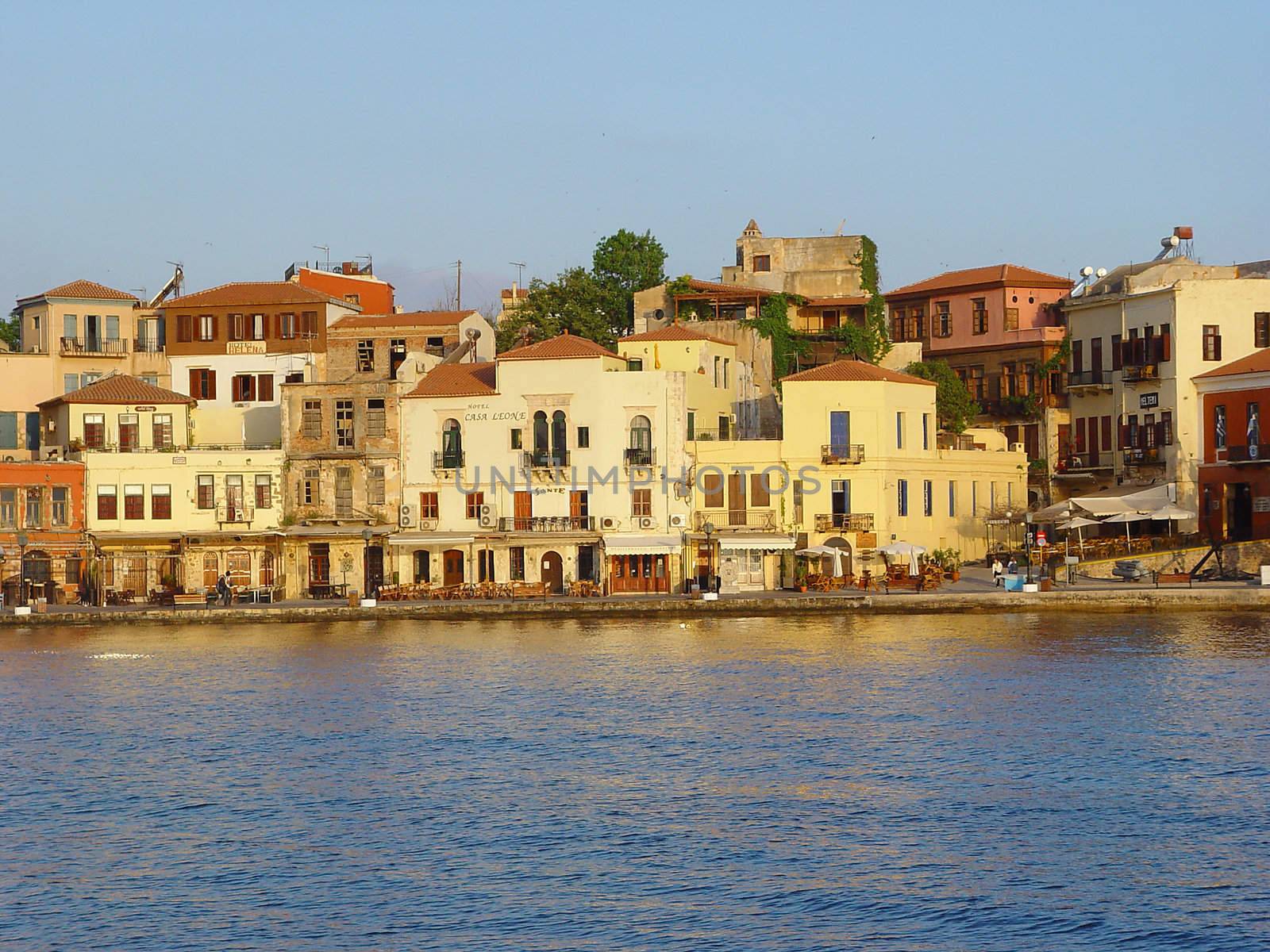 morning view of the venecian port hania kreta greece travel destinations
