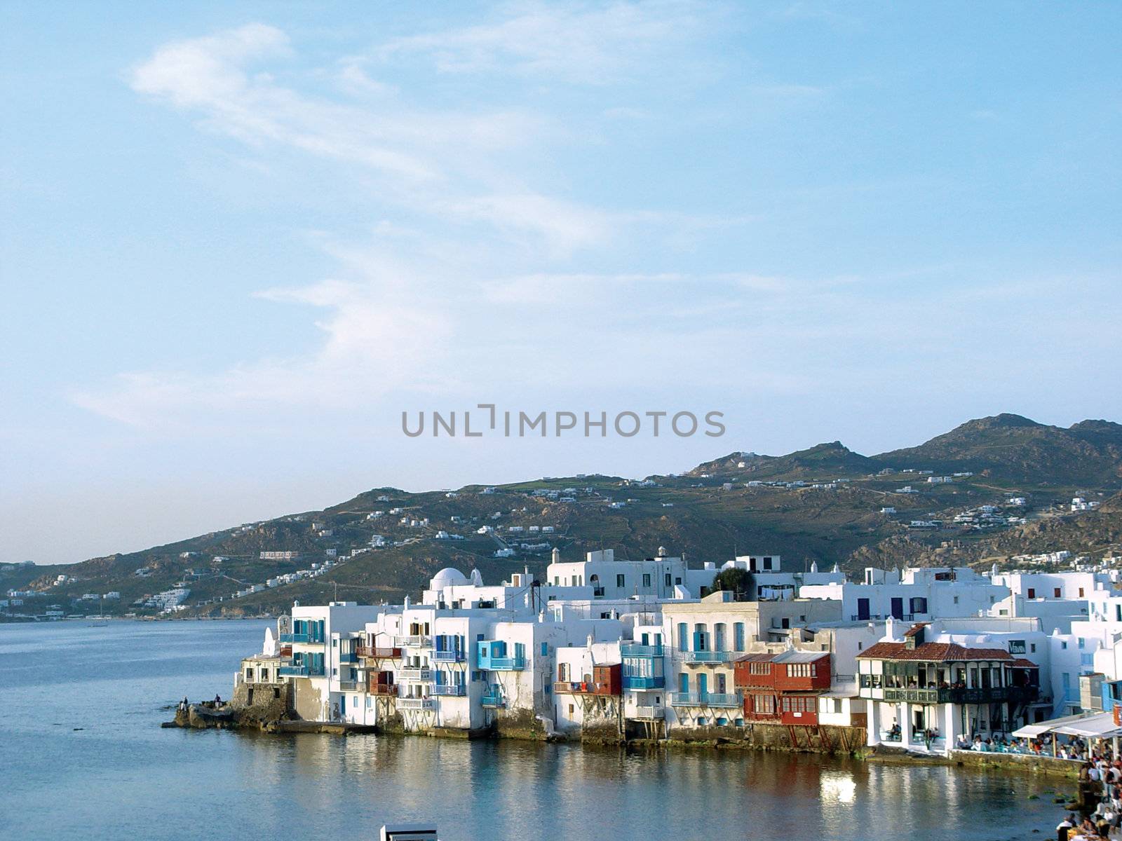 view of little venice at mykonos island cyclades greece travel destinations                               