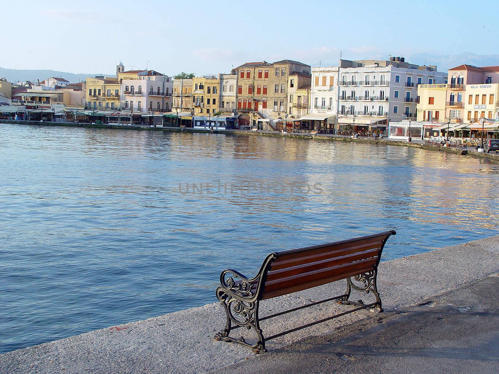 morning view of the venecian port hania kreta greece travel destinations