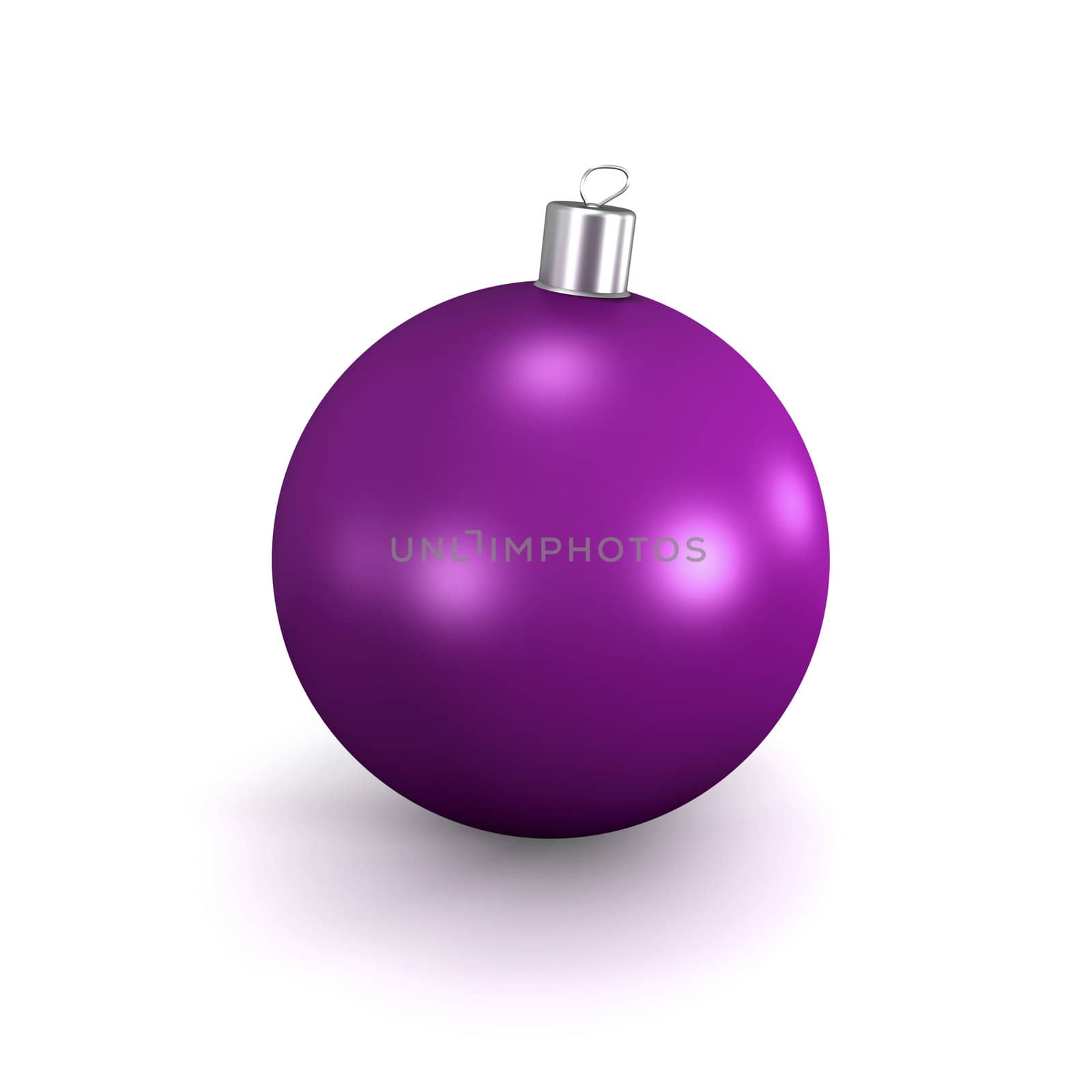 3d image of purple Christmas ball isolated on white background