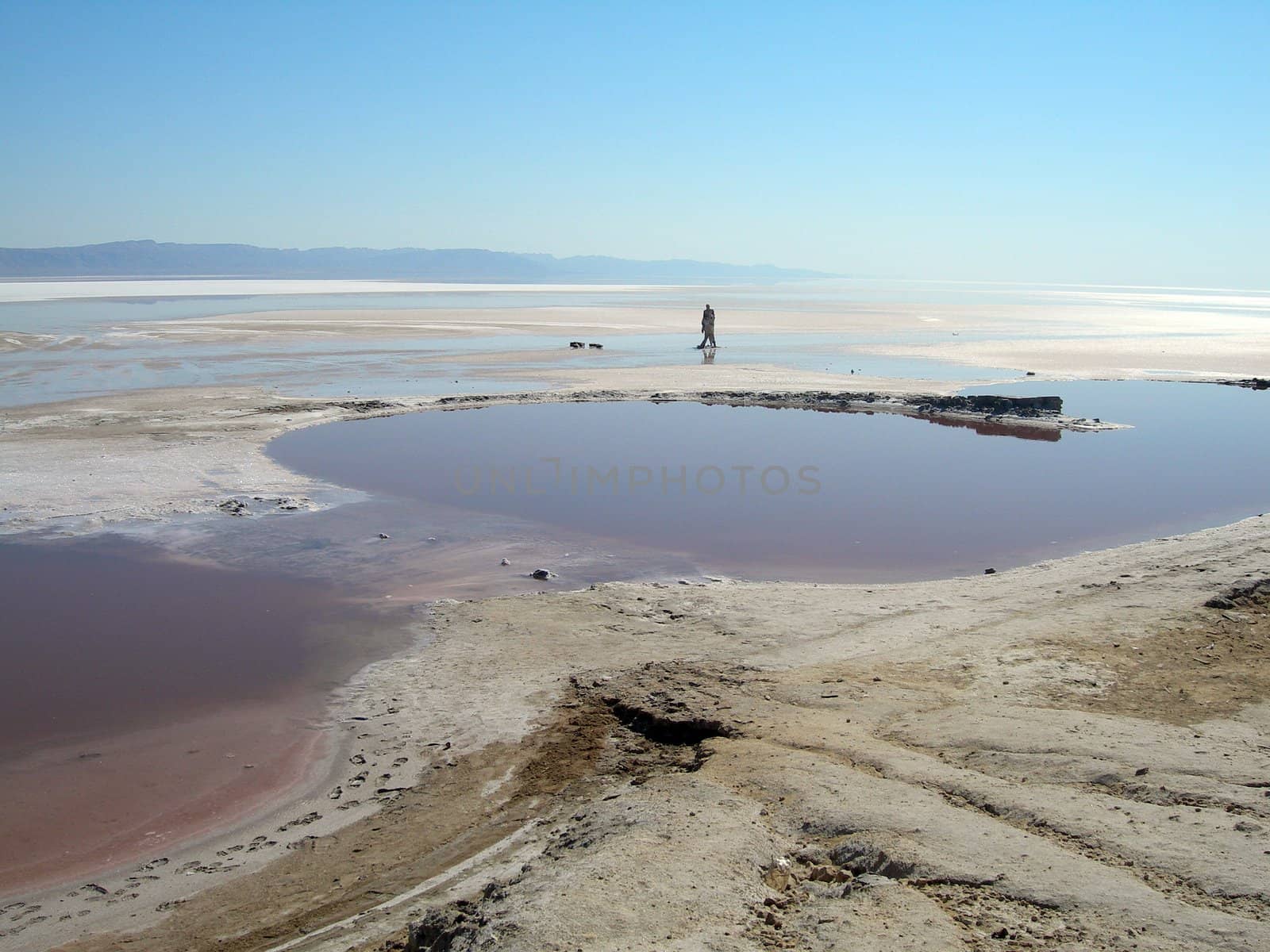 red salt lake and blue sky landmarks of tunisia africa