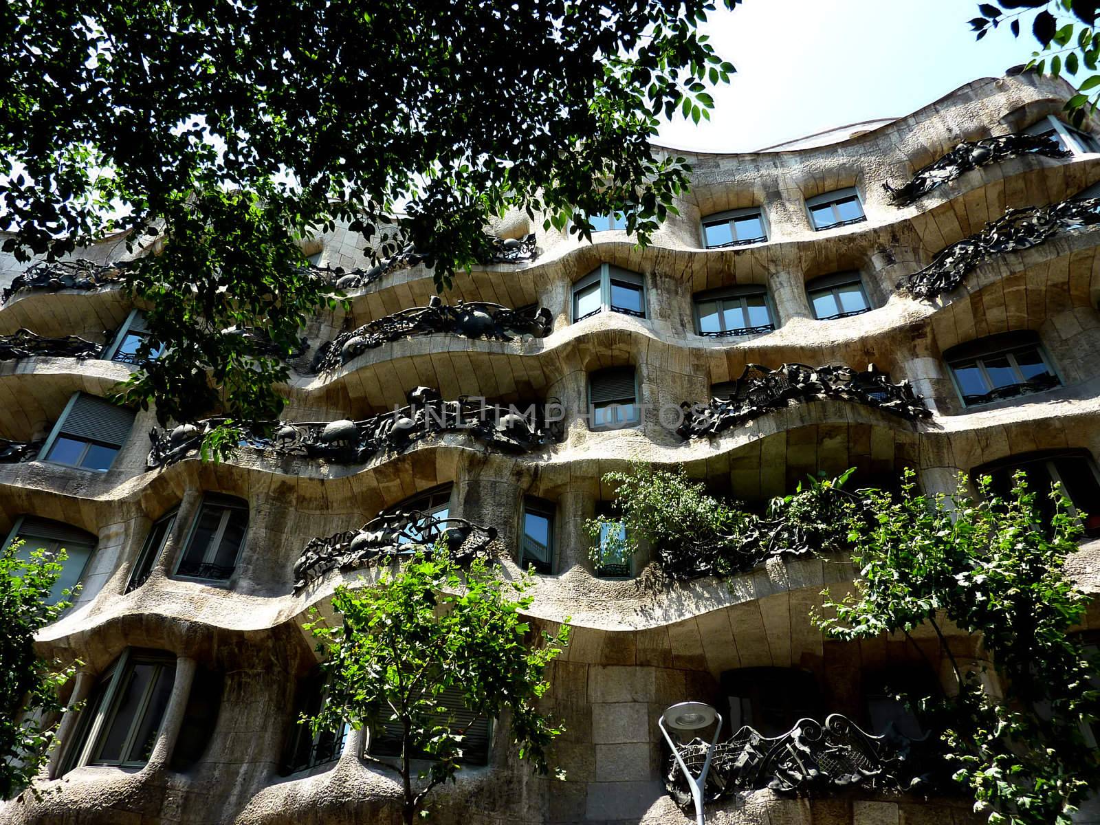 Facade of Casa Mila, Barcelona, Spain by Elenaphotos21