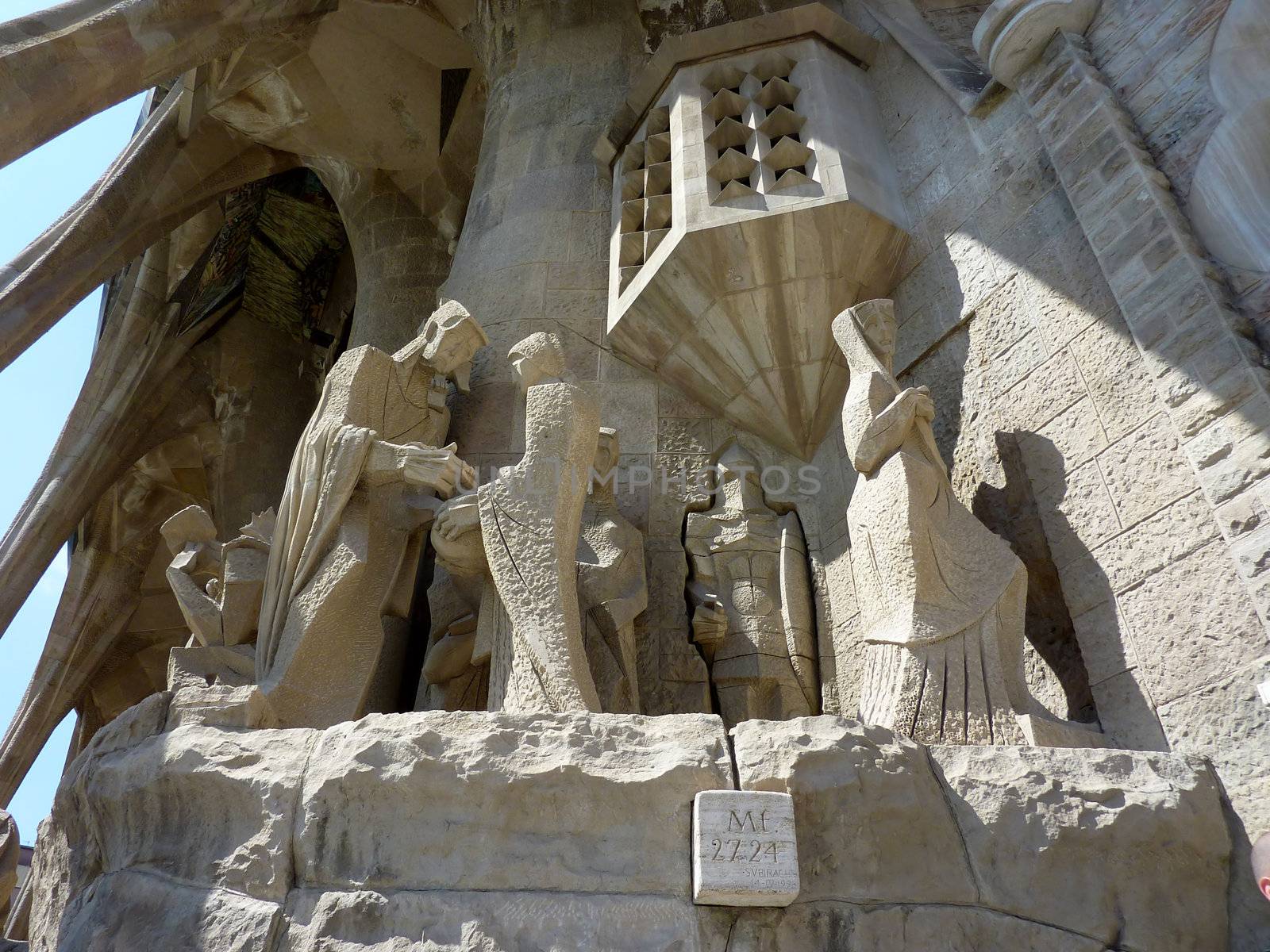 Sculptures of the Sagrada familia church, Barcelona, Spain by Elenaphotos21