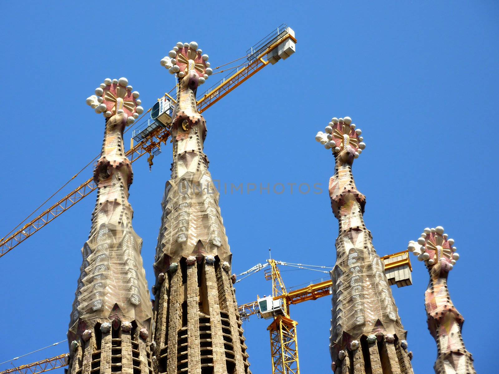 Towers of the Sagrada familia church, Barcelona, Spain by Elenaphotos21