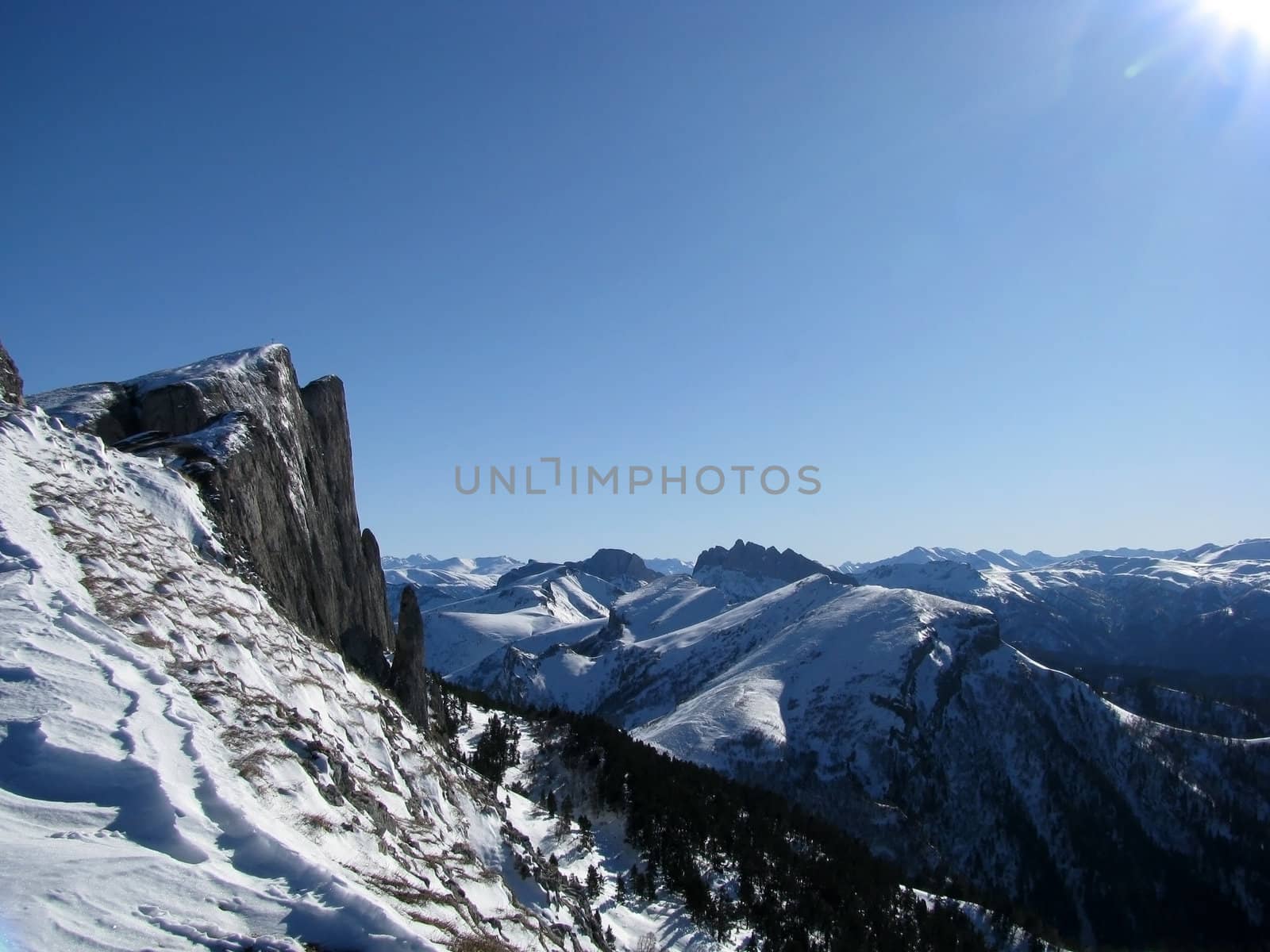 The main Caucasian ridge; rocks; a relief