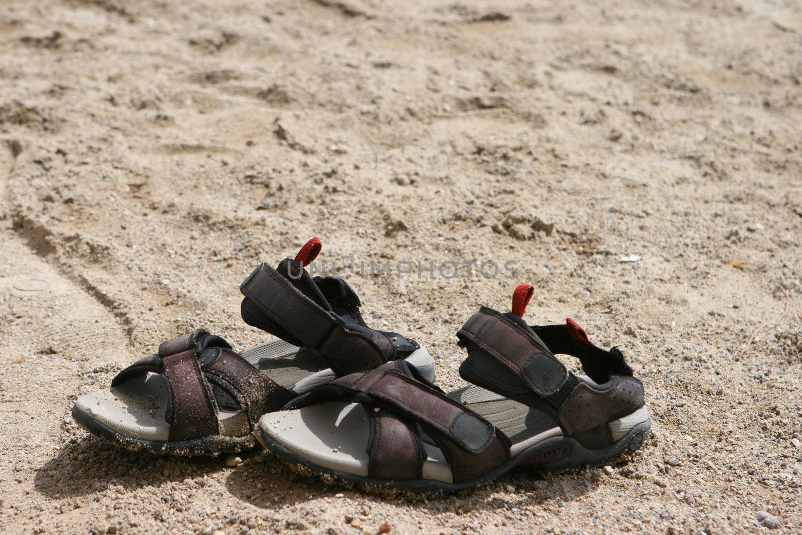 beach shoes on sand horizontal