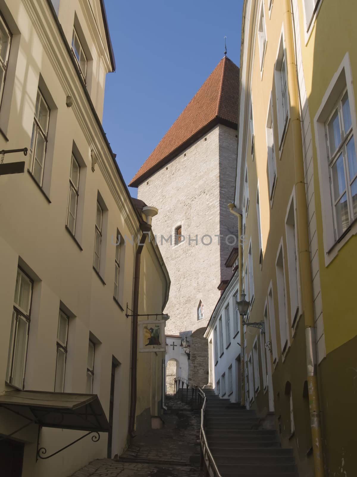 Streets of ancient city, Facades in capital of Estonia Tallinn by lem