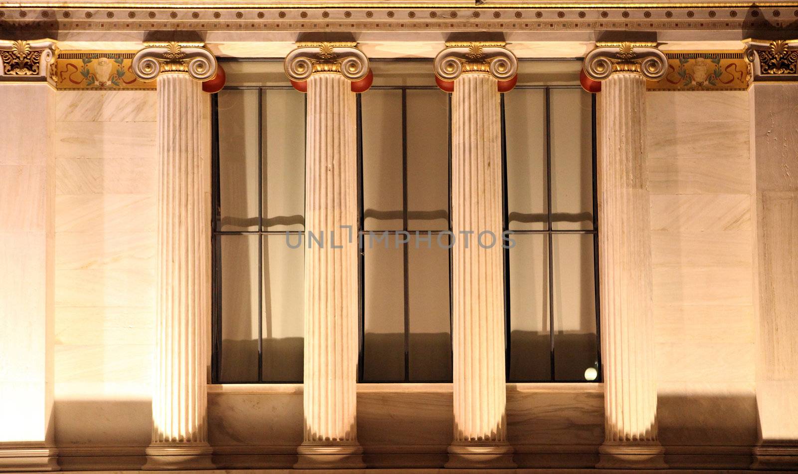 night view detail from academy of athens greece landmarks and architecture