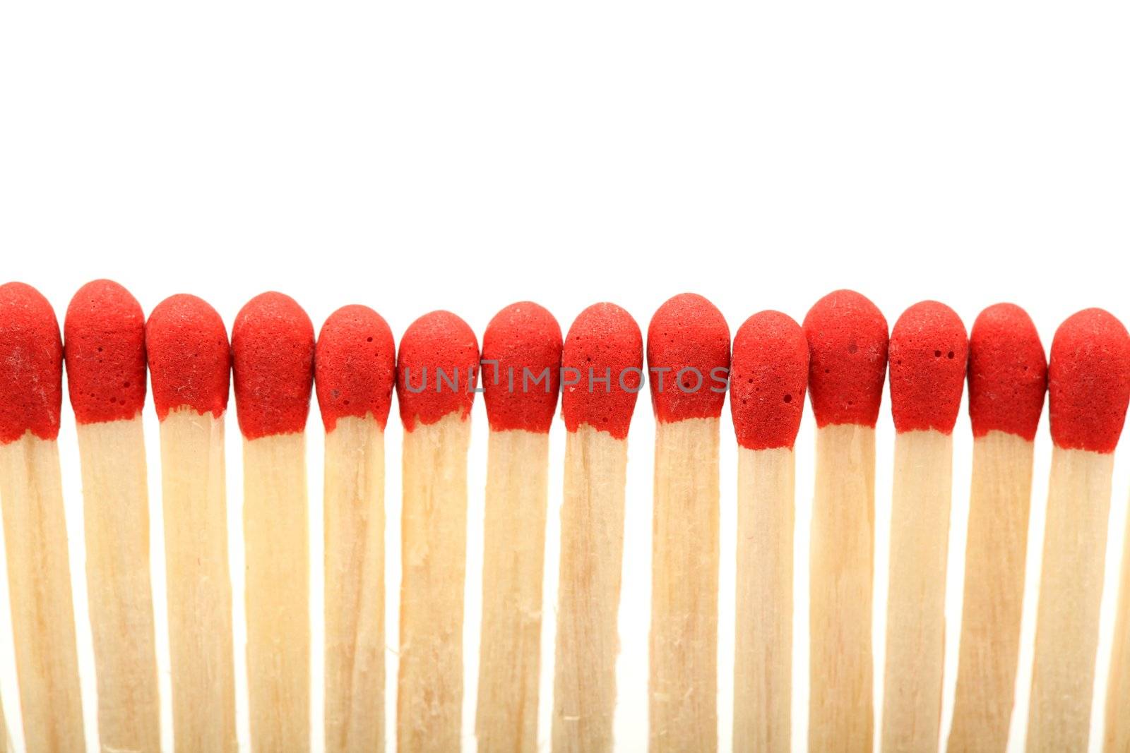 closeup wooden matchsticks with copyspace isolated