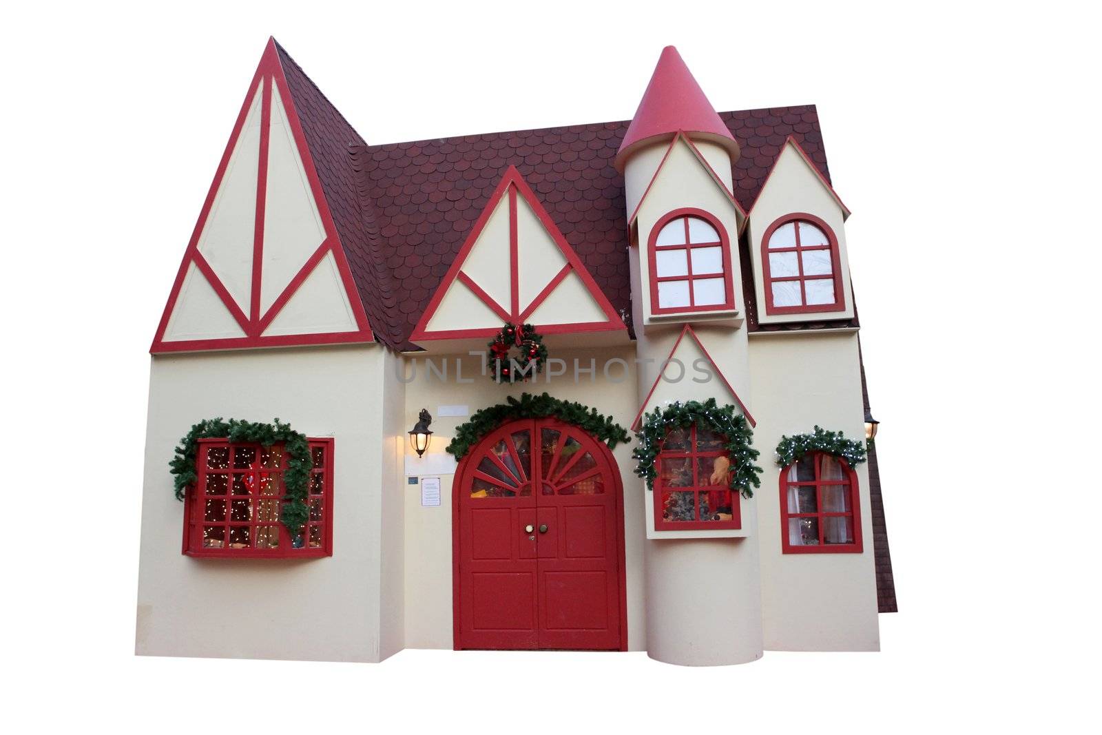 the house of santa claus artificial stracture isolated with cliping path