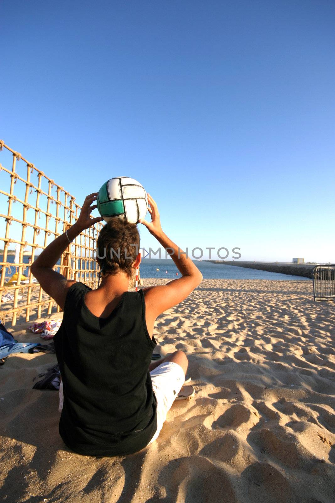 beach soccer player in the beach