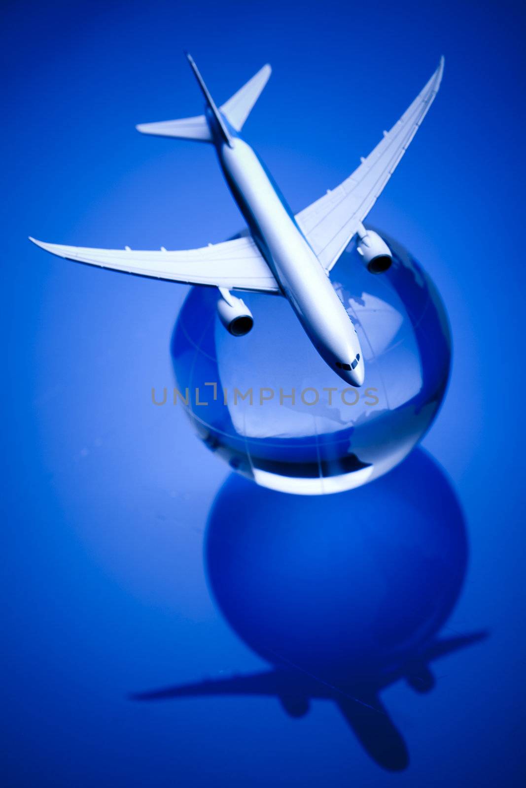 Airliner with earth in the blue background by JanPietruszka
