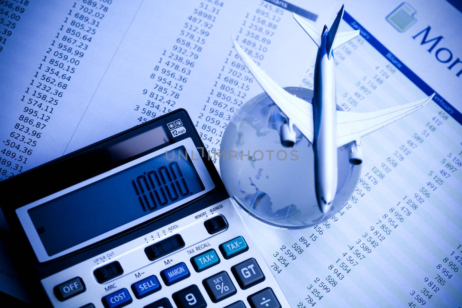 Airplane in finance and world by JanPietruszka