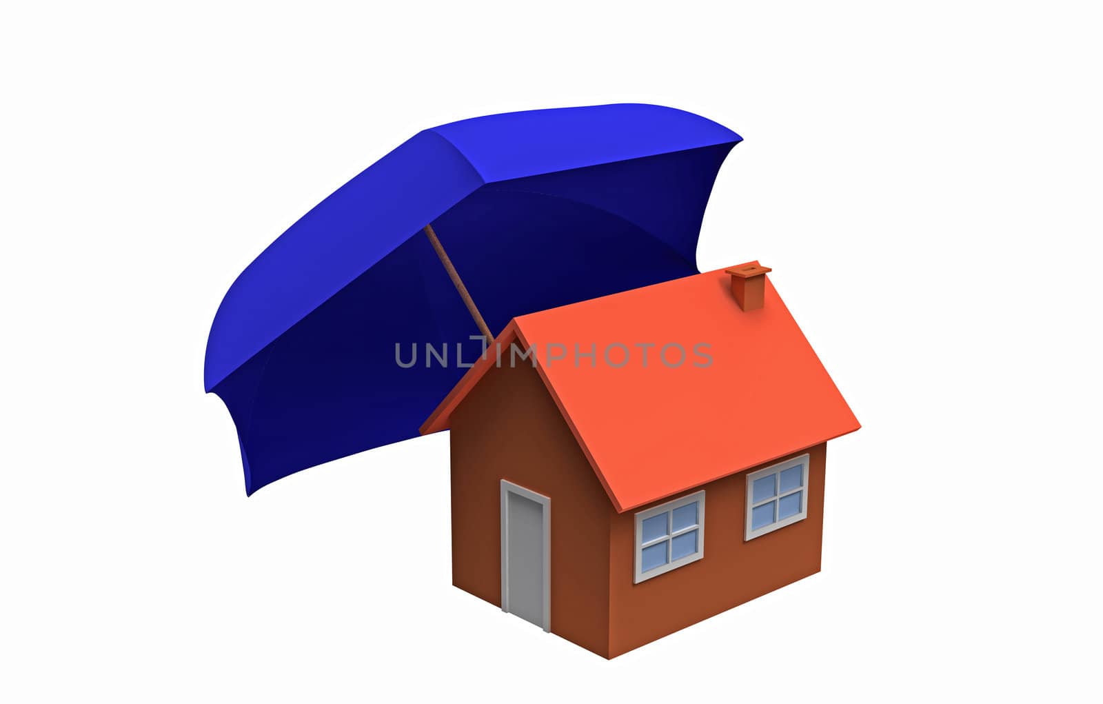 House under protection, concept, 3d render isolated on white