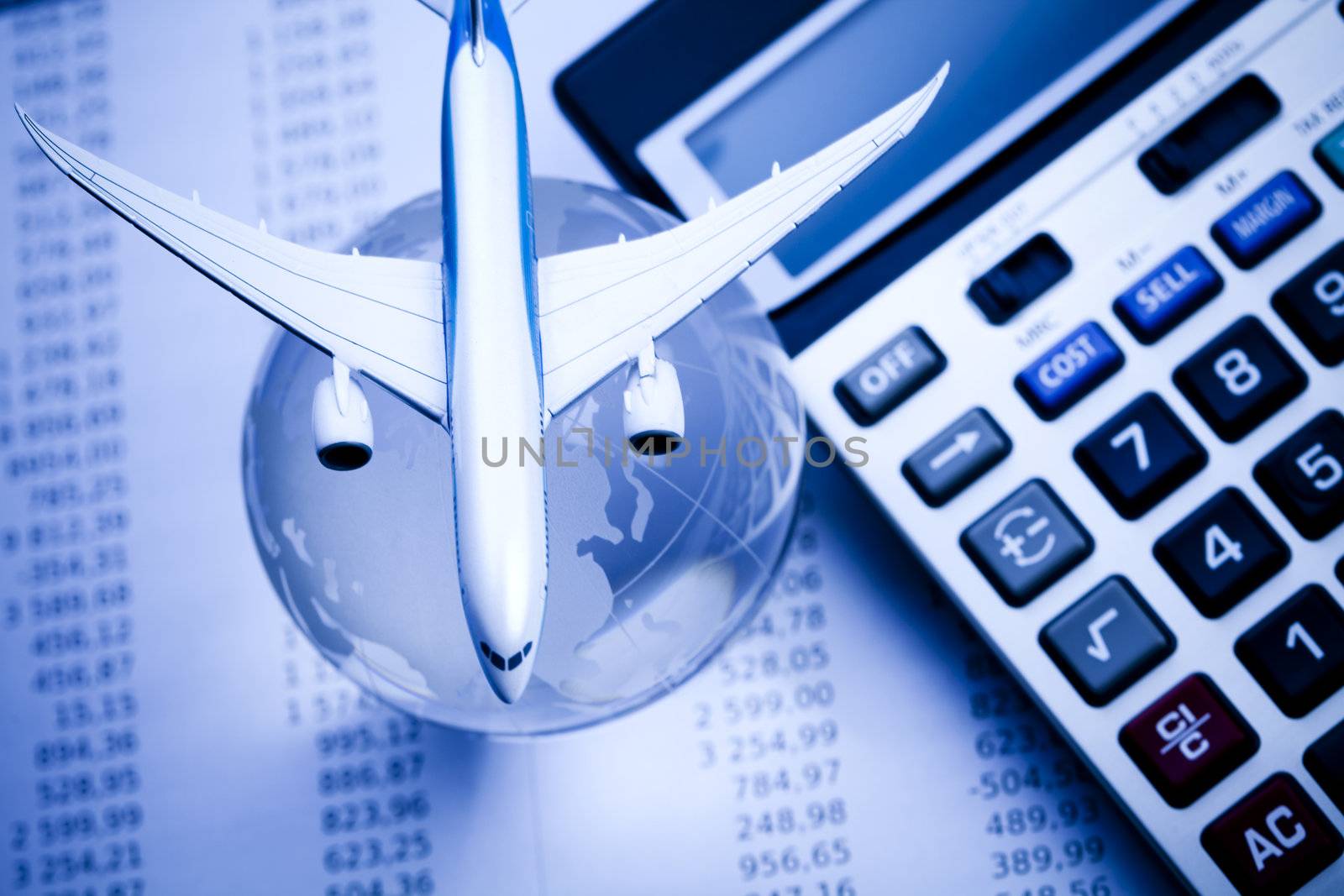 Airplane in finance and world by JanPietruszka