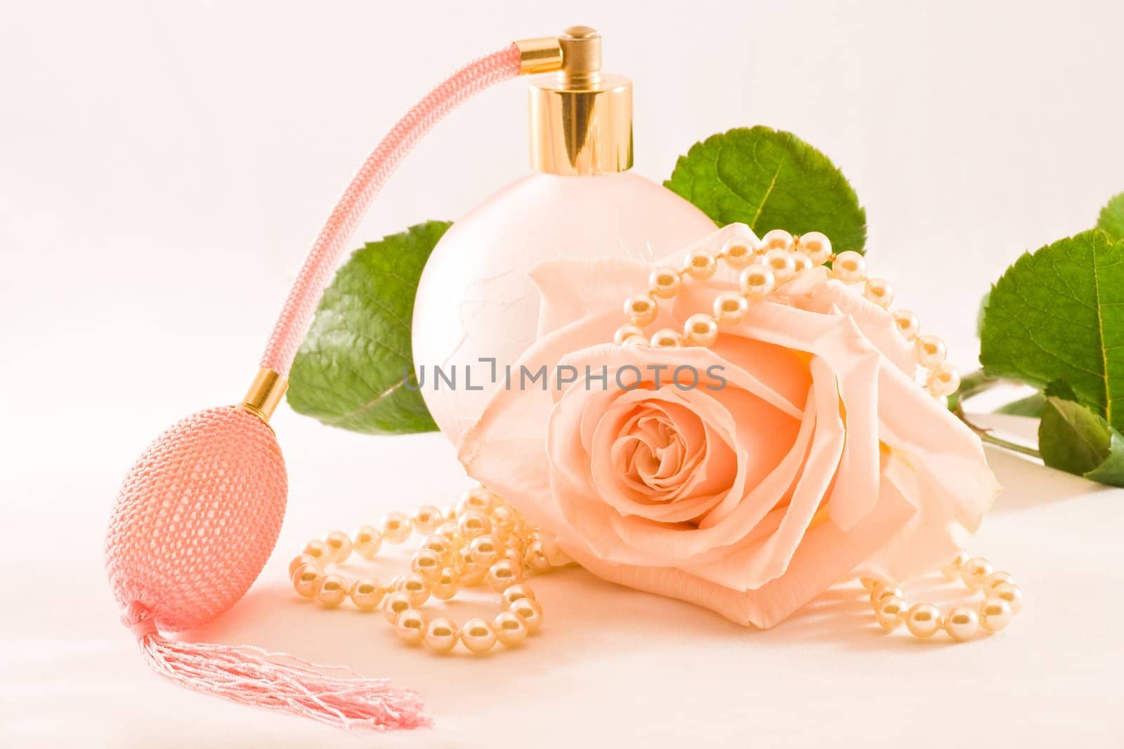 Pink glass scent-bottle with rose by Colette