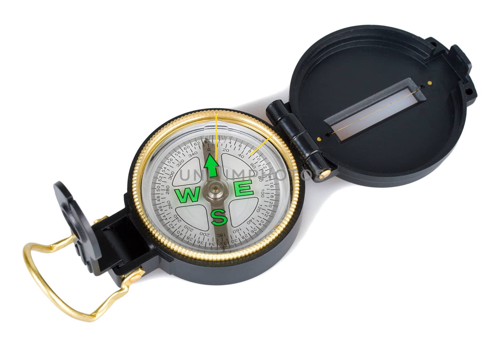 close-up compass, isolated on white