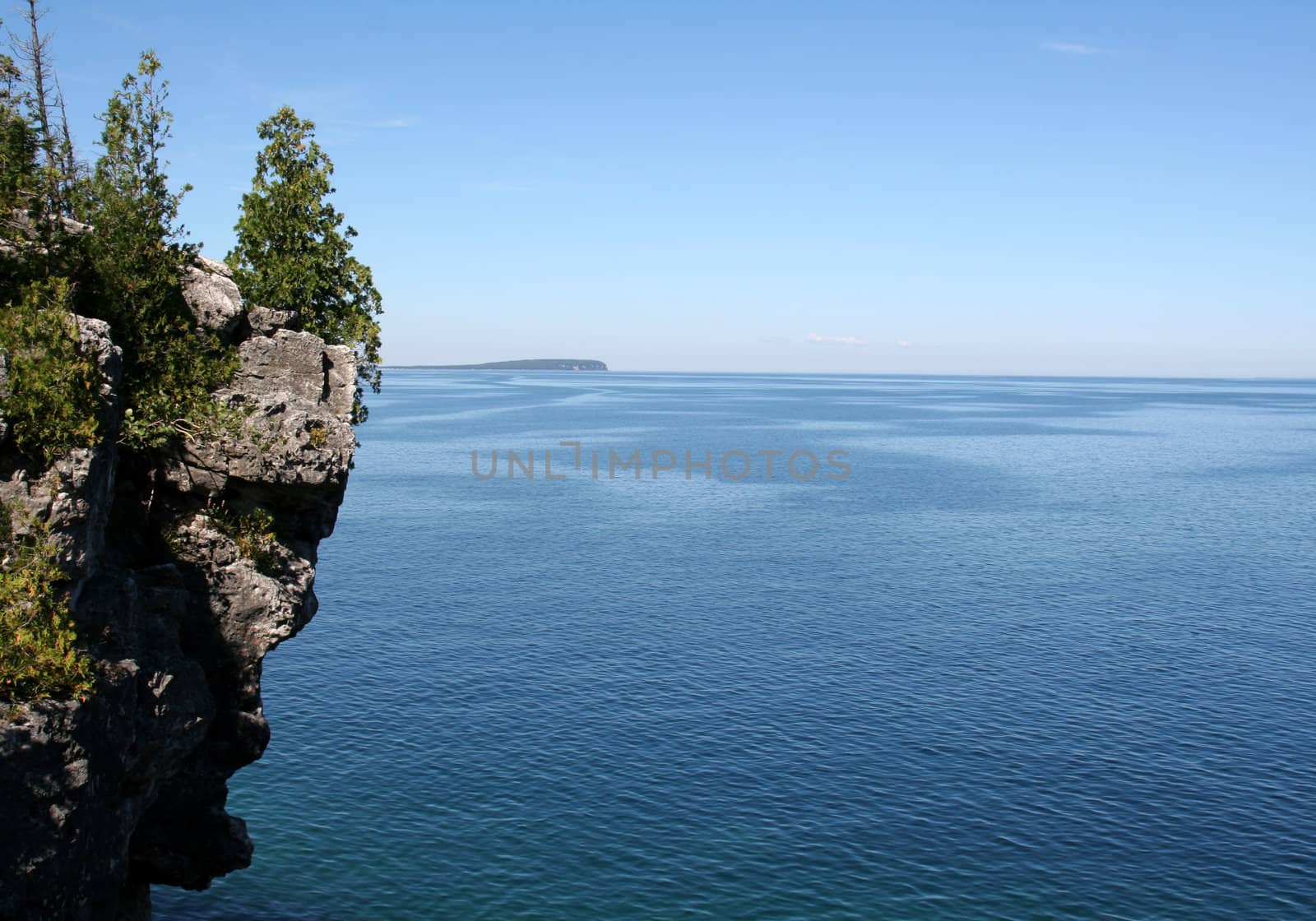The view from a top the cliffs at Georgian Bay in Cypress Lake National Park in Ontario, Canada.
