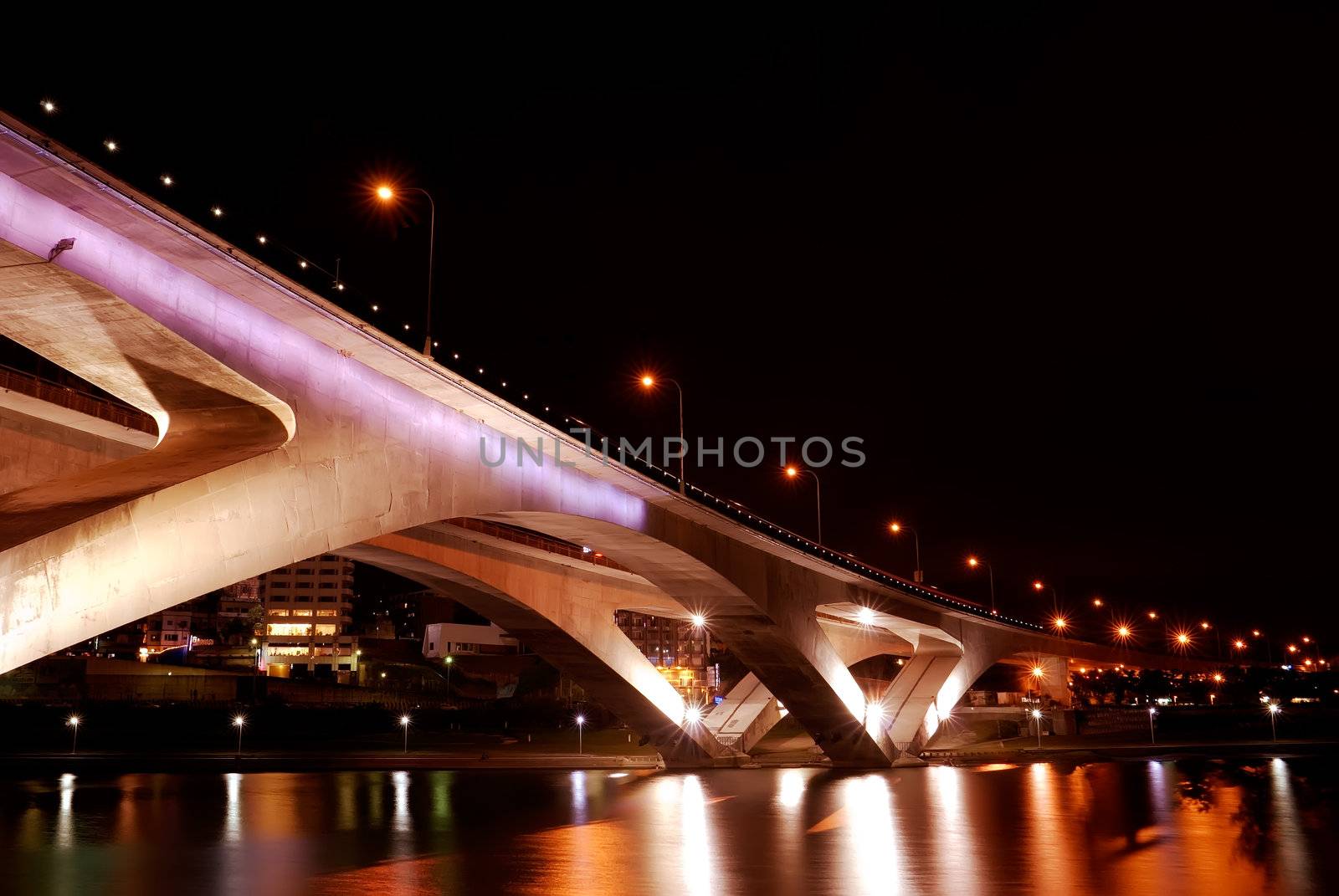 It's a colorful bridge in Taiwan. This architecture connected two part.