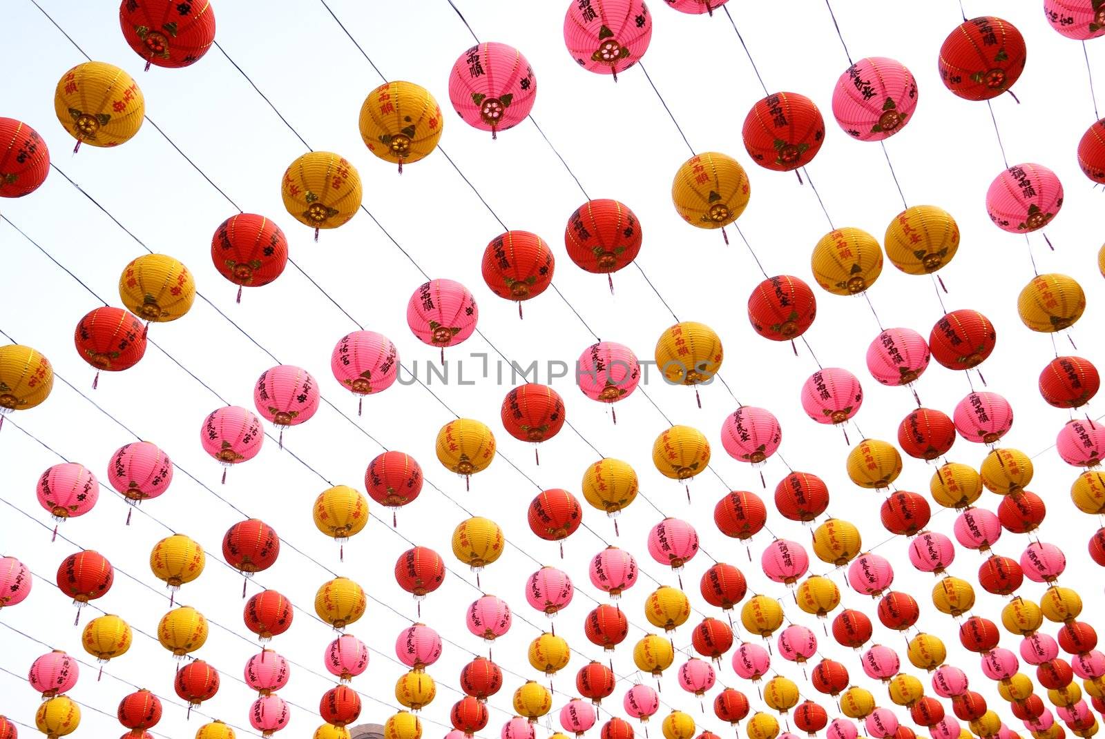 It's chinese lantern decorated front of a temple. They neatly arranged like the army.