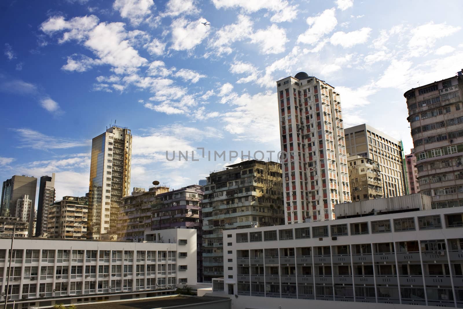 downtown city and old building