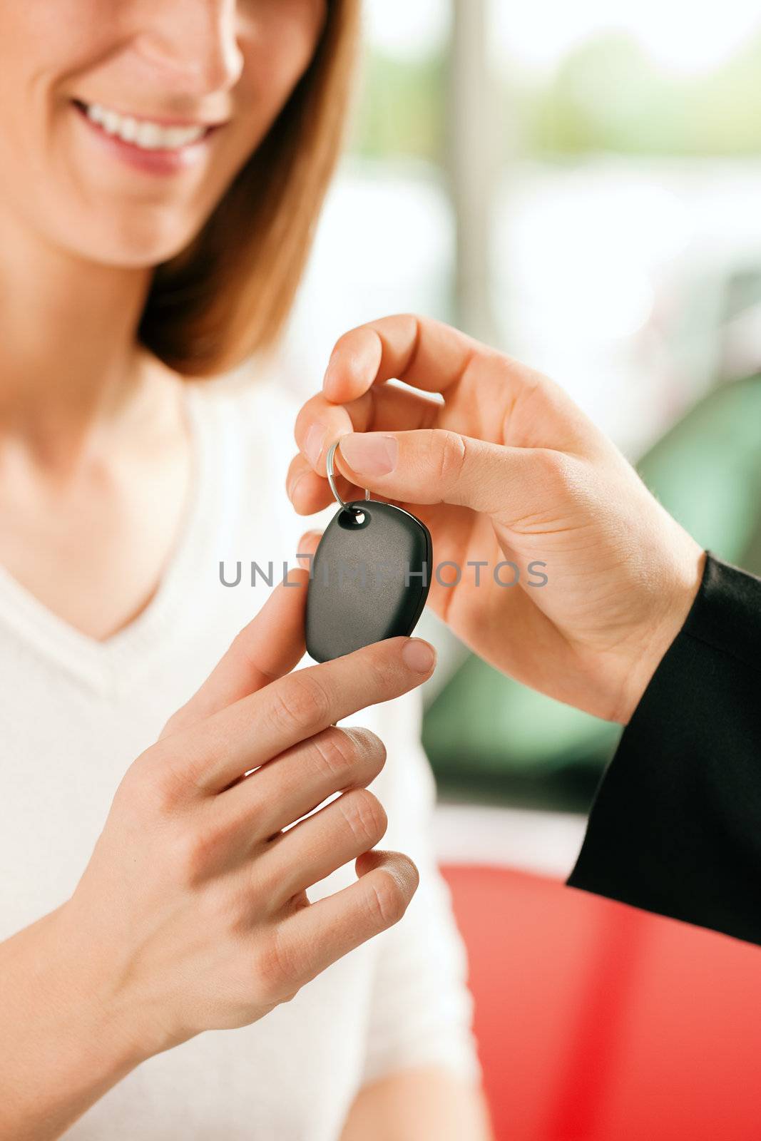 Woman buying car - key being given by Kzenon