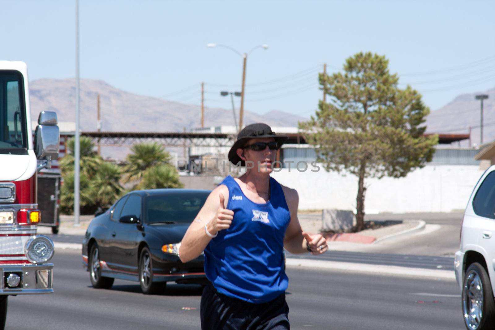 Tour of Duty Bradley Iverson (Las Vegas Firefighter) running in las vegas on Nellis BLVD. on Aug. 15th 2010