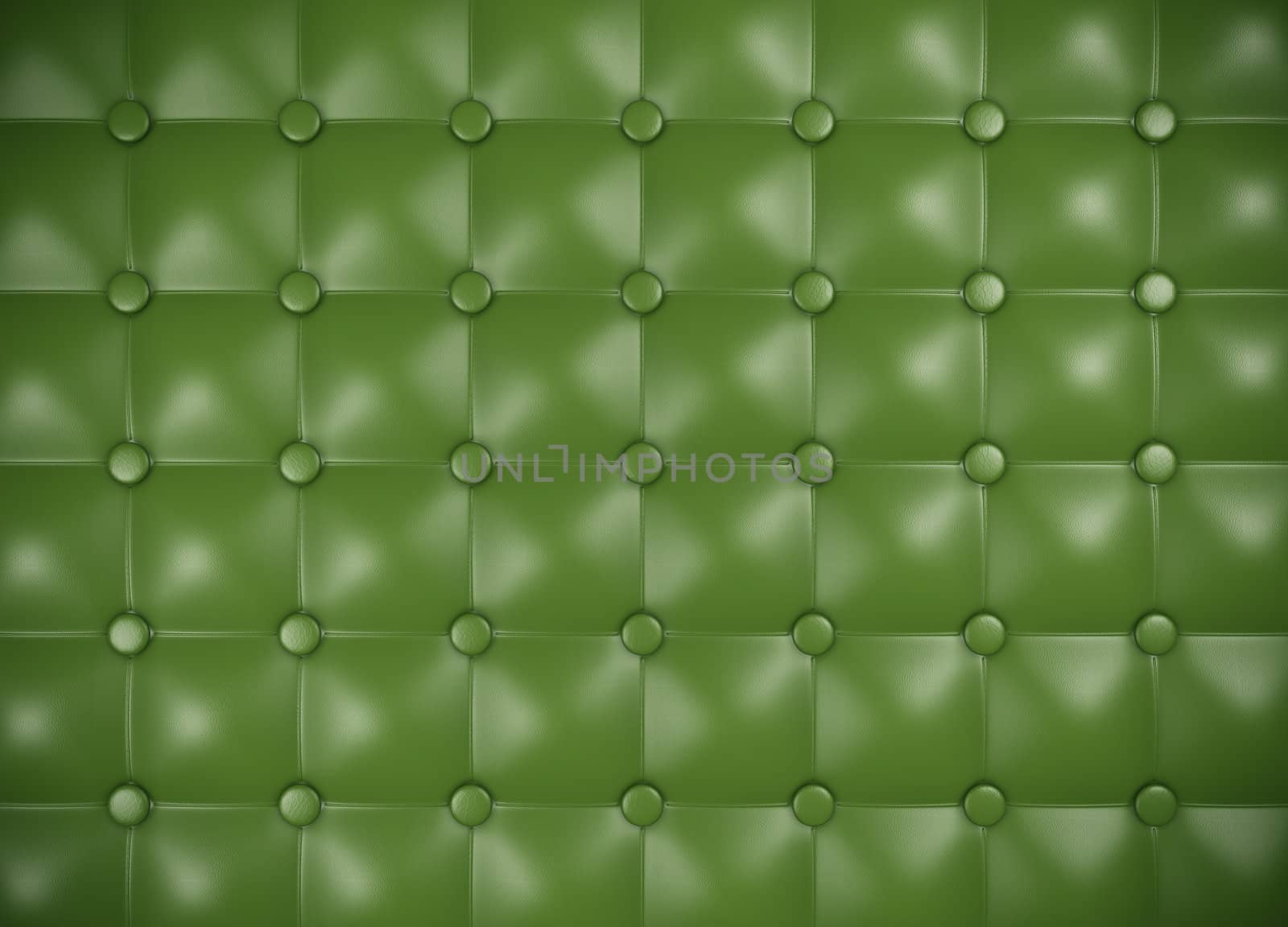 Green leather upholstery pattern. 3D rendered image.
