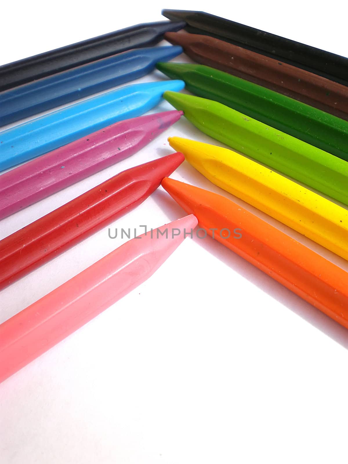set of crayons isolated on white background