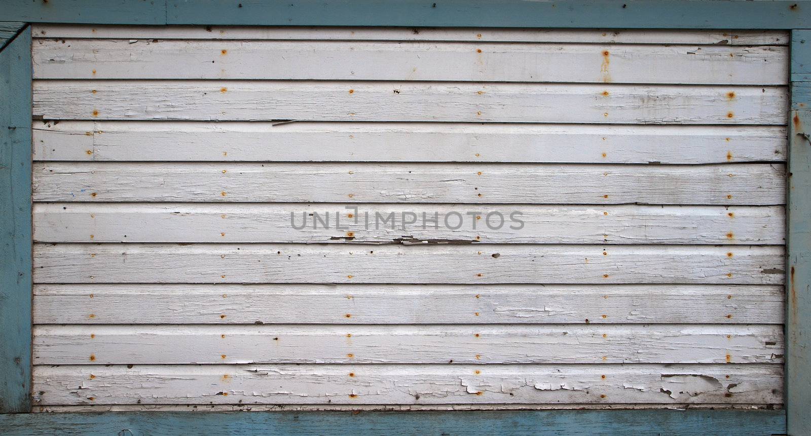 Blue Framed Gray Weathered Wall by bobkeenan